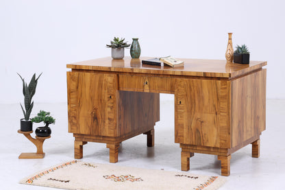 ❌SALE❌ Art Déco Schreibtisch 1920er Original | Antiker Nussbaum Bürotisch | Vintage Executive Desk aus Holz | Mid Century Office Furniture