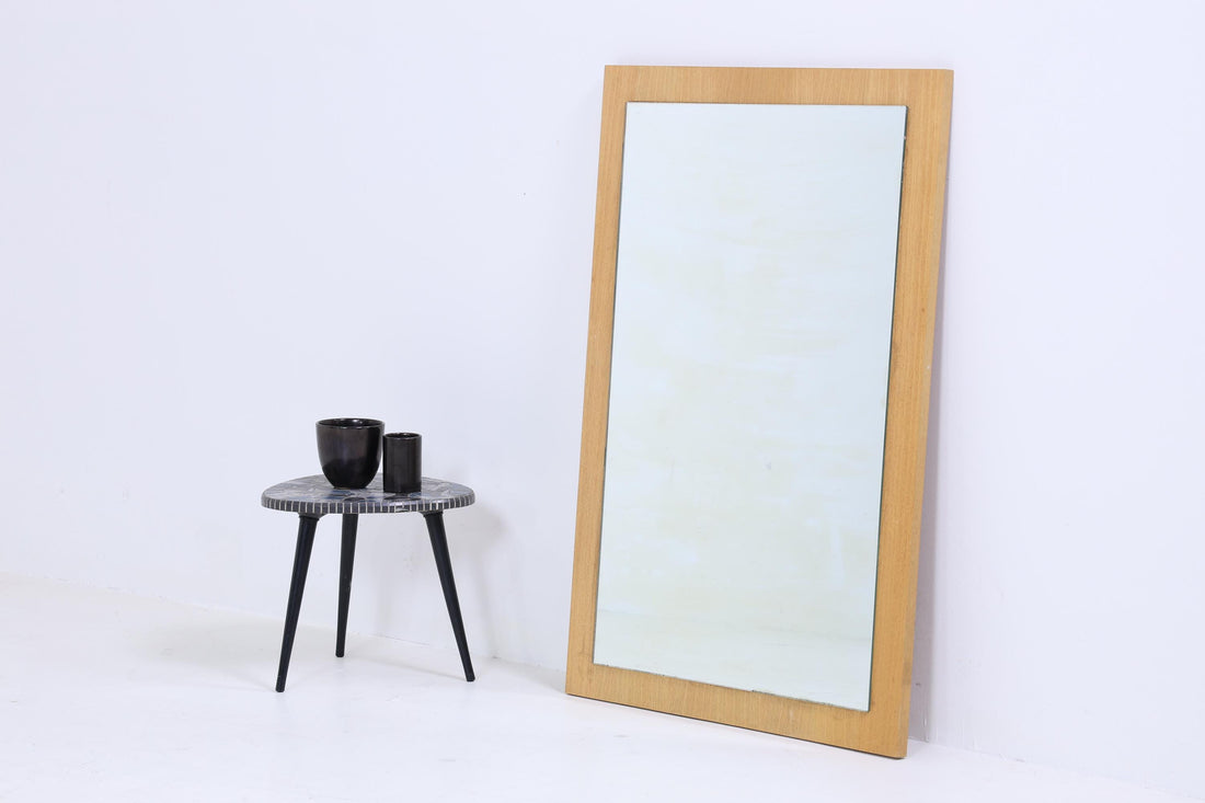Vintage Hellerau Mirror 60s | Mid Century Hanging Mirror Wood Retro Slanted Vintage