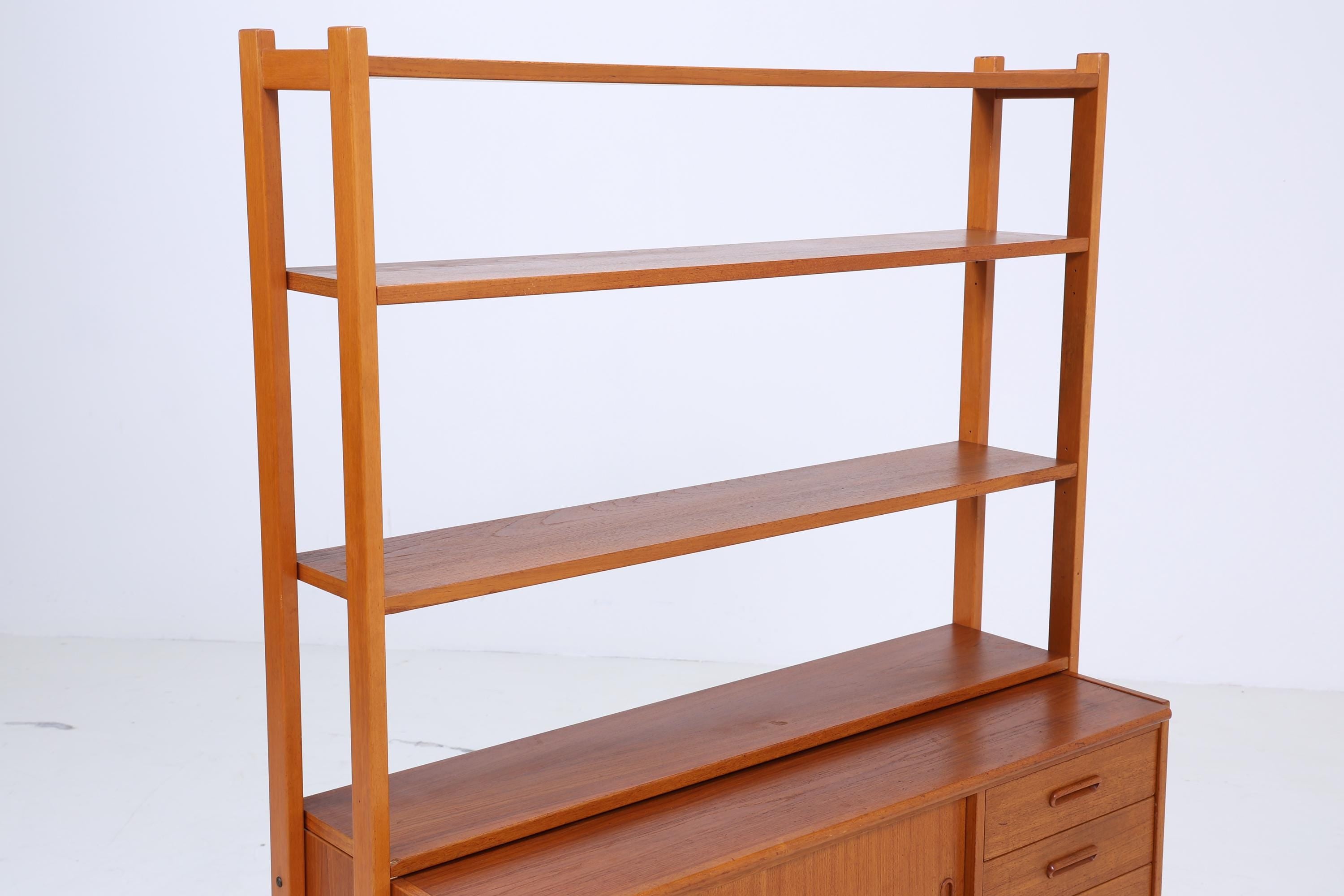 Vintage Teak Regal 60er Jahre | Mid Century Bücherregal Schreibtisch Sekretär mit Schiebetüren Retro Holz Aufbewahrung