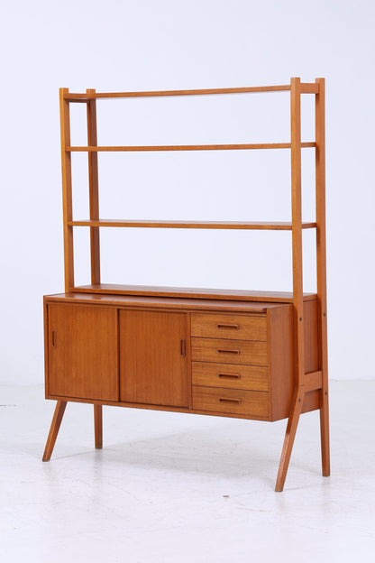 Vintage Teak Regal 60er Jahre | Mid Century Bücherregal Schreibtisch Sekretär mit Schiebetüren Retro Holz Aufbewahrung