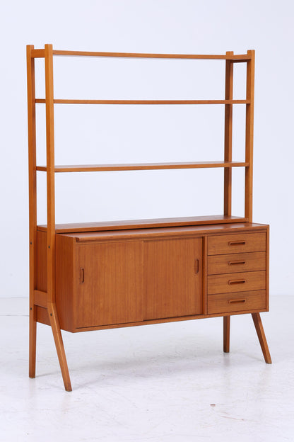 Vintage Teak Regal 60er Jahre | Mid Century Bücherregal Schreibtisch Sekretär mit Schiebetüren Retro Holz Aufbewahrung