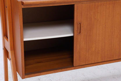 Vintage Teak Regal 60er Jahre | Mid Century Bücherregal Schreibtisch Sekretär mit Schiebetüren Retro Holz Aufbewahrung