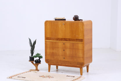 Vintage Sekretär aus Ulmenholz | Mid Century Schreibtisch Schubladen Schrank Arbeitstisch Retro Holz Aufbewahrung 20er 30er Jahre