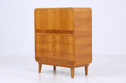 Vintage Sekretär aus Ulmenholz | Mid Century Schreibtisch Schubladen Schrank Arbeitstisch Retro Holz Aufbewahrung 20er 30er Jahre