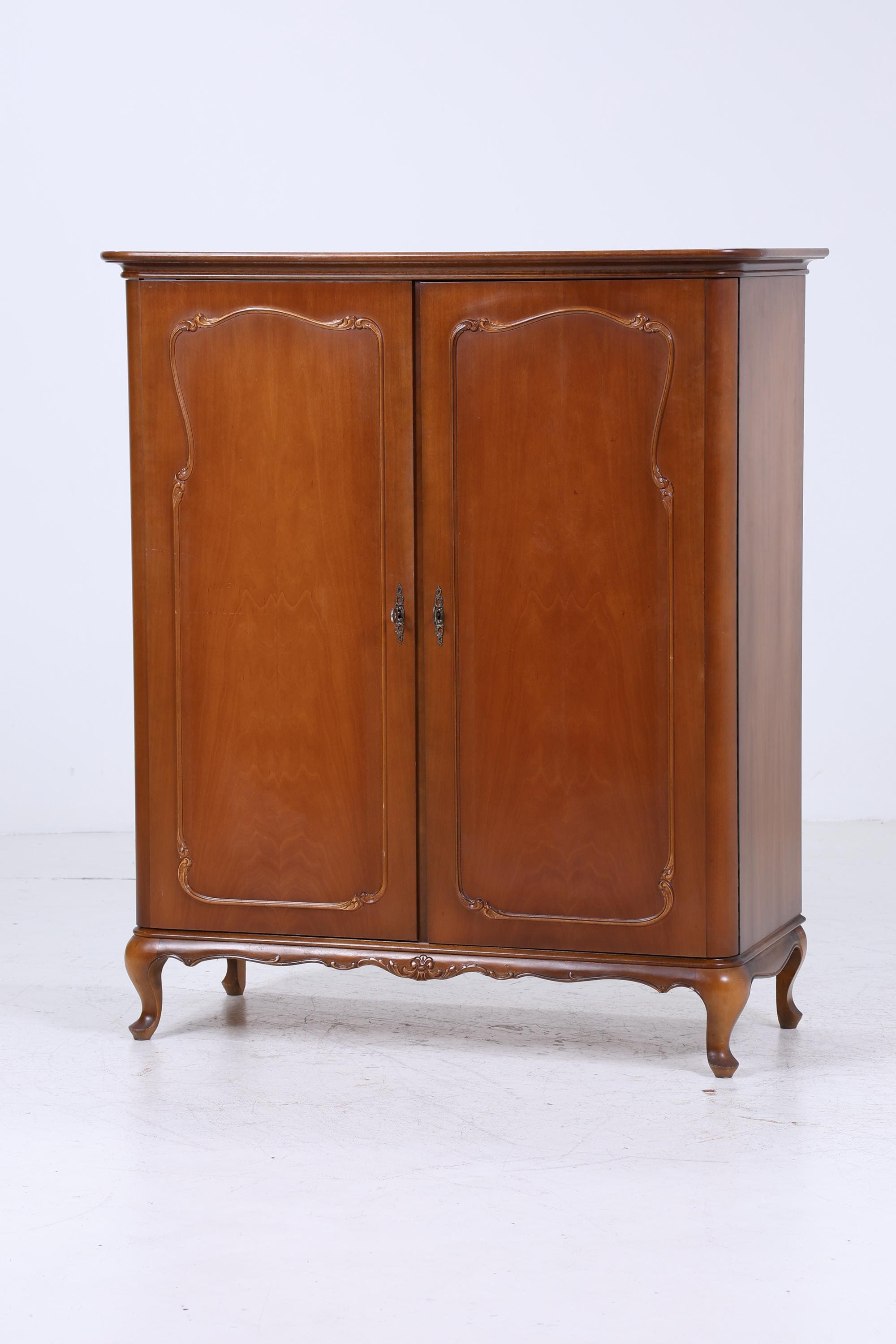 Vintage Louis XV Stil Schrank | Antik Stil Fächerschrank 20er 30er Jahre | Holz Aufbewahrung