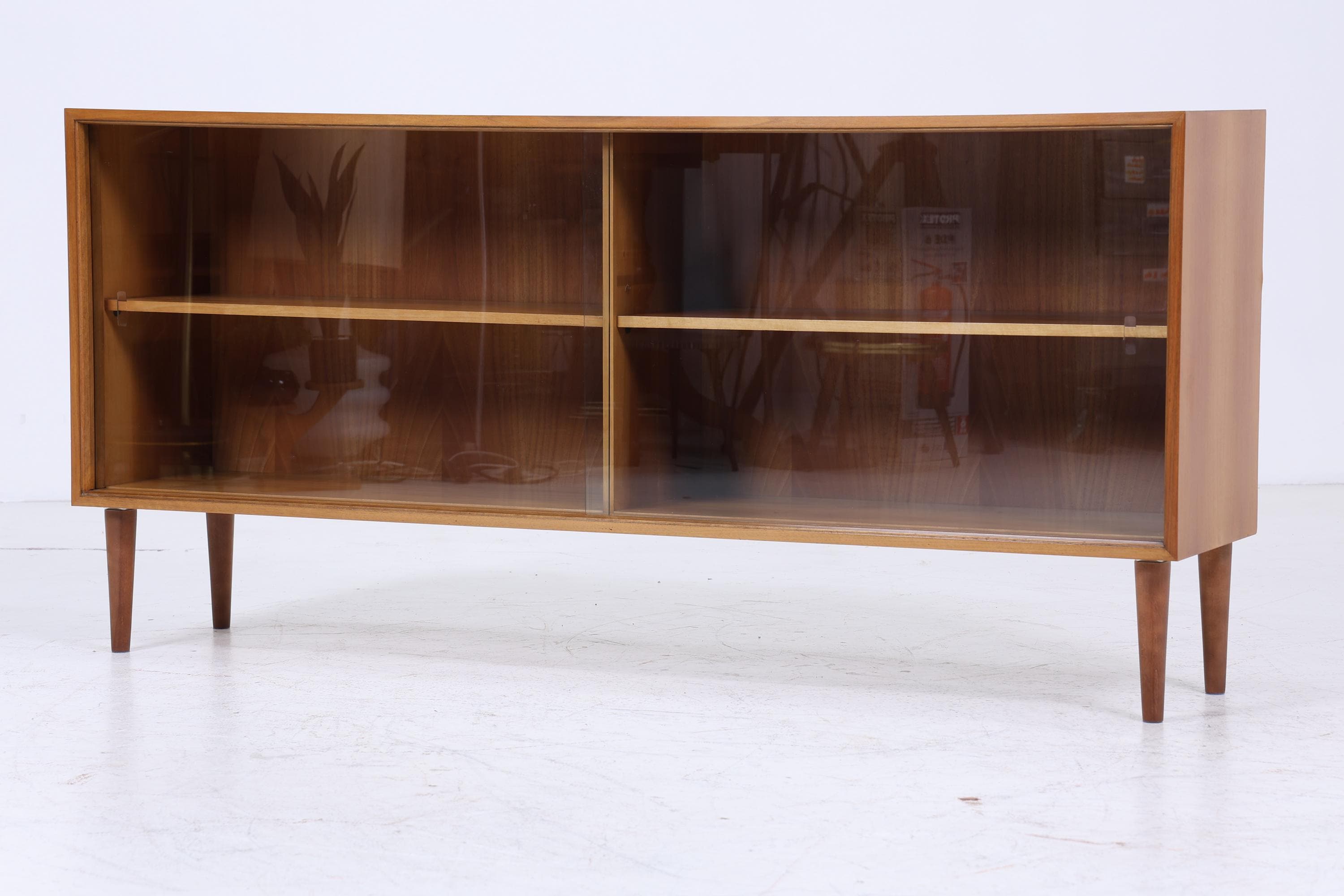 Vintage Glas Sideboard 60er Jahre |  Platon Serie by Lothar Wegner -  Mid Century Vitrine Holz Design 2/4
