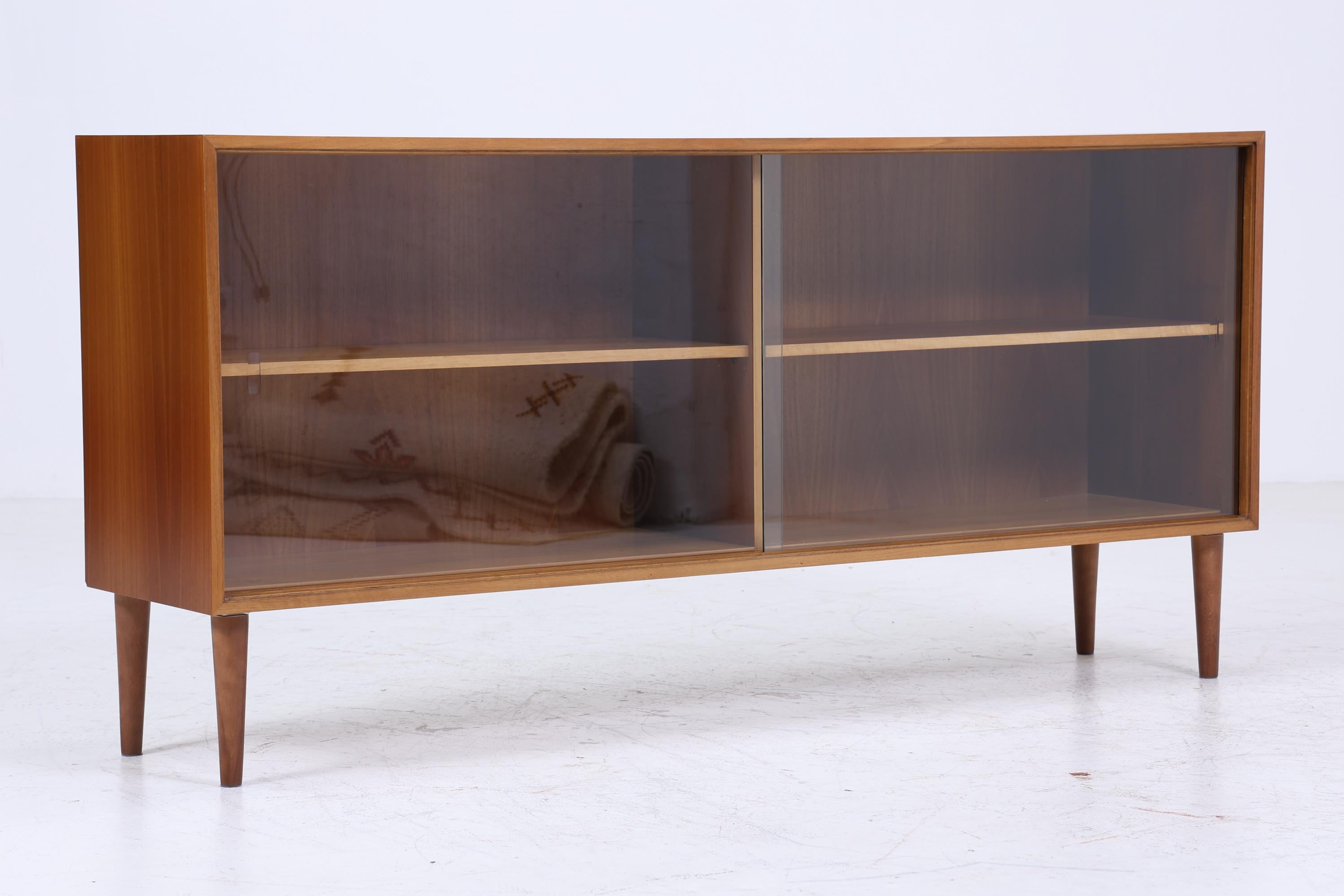 Vintage Glas Sideboard 60er Jahre |  Platon Serie by Lothar Wegner -  Mid Century Vitrine Holz Design 2/4