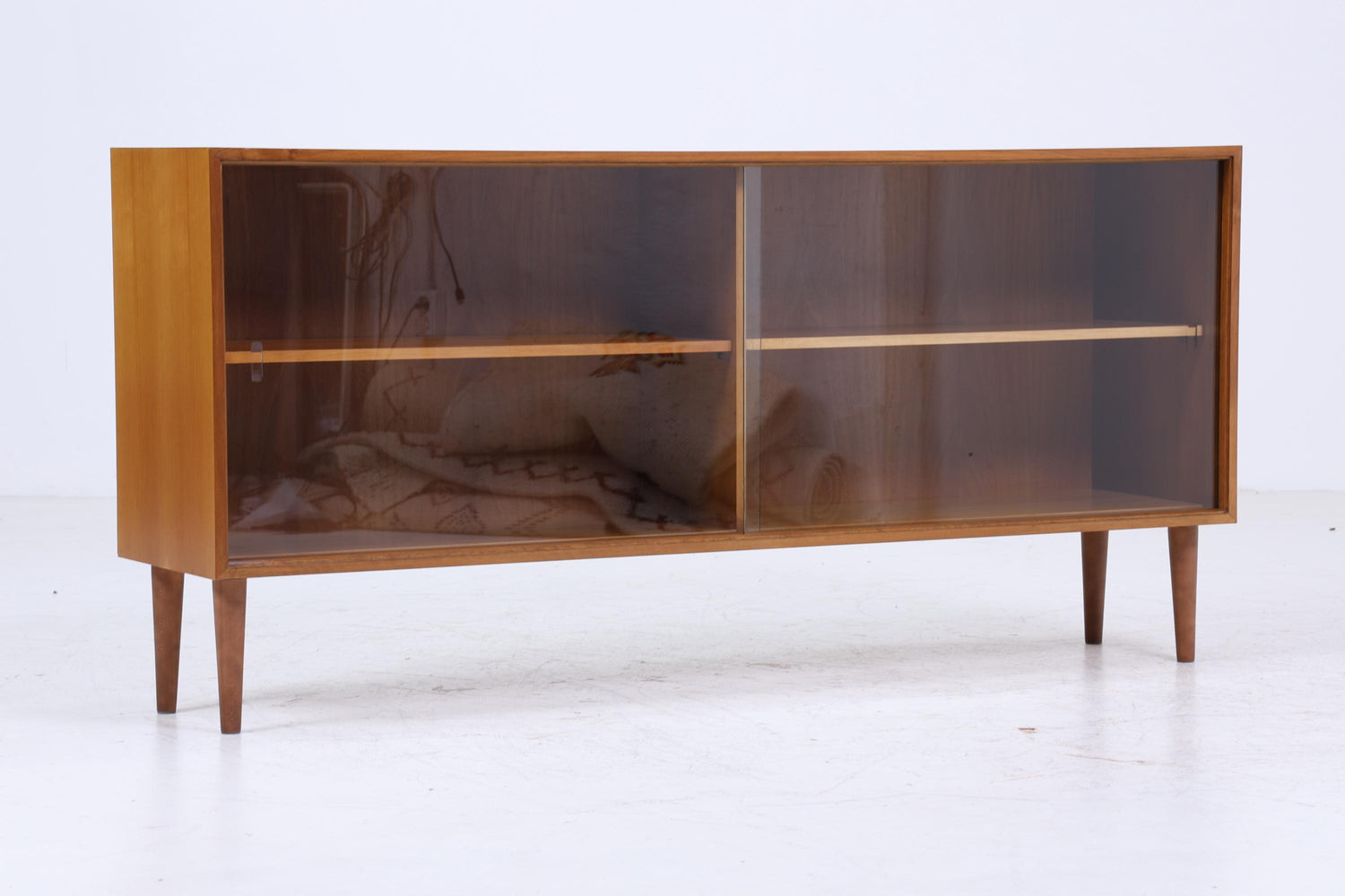 Vintage Glas Sideboard 60er Jahre |  Platon Serie by Lothar Wegner -  Mid Century Vitrine Holz Design 3/4