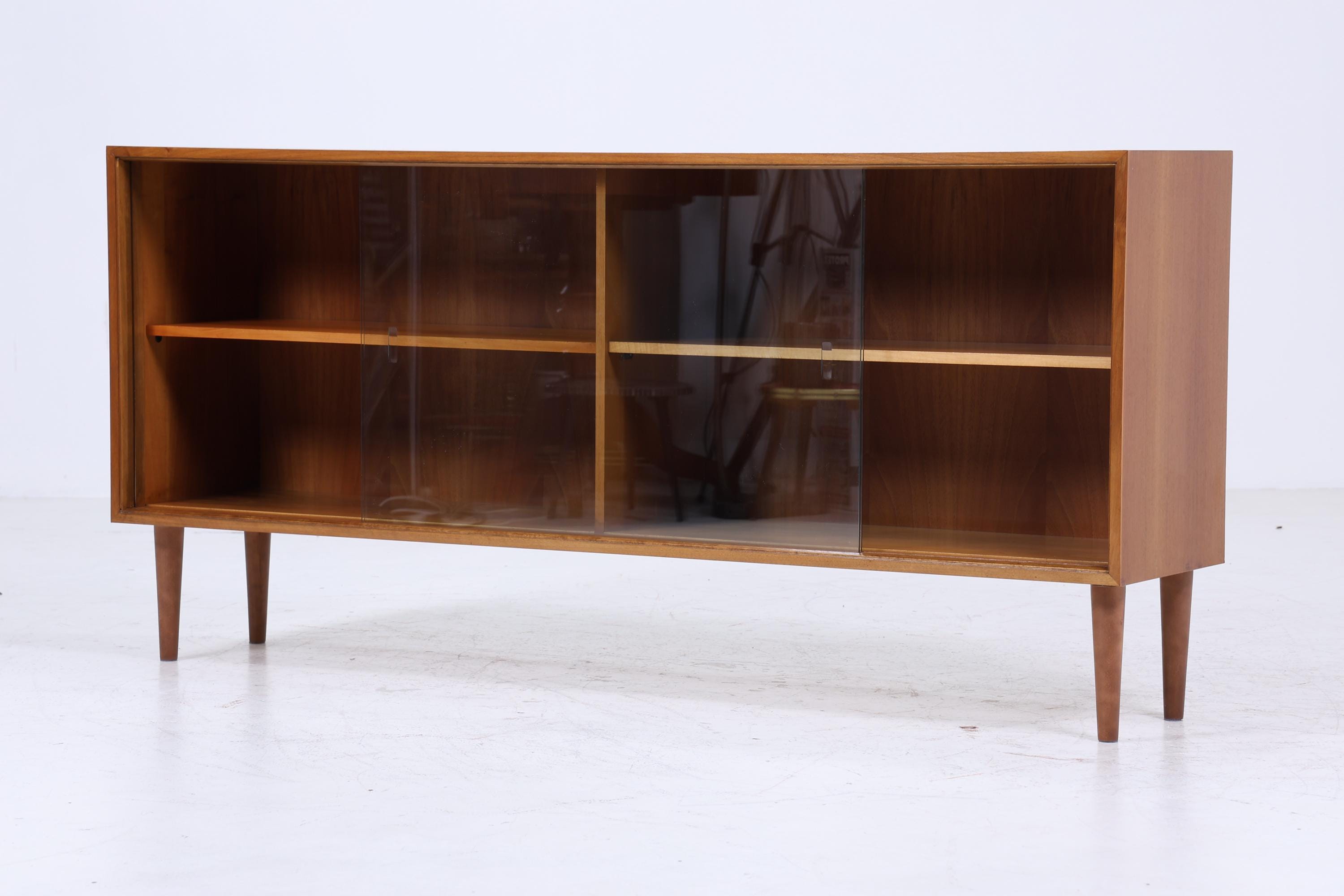 Vintage Glas Sideboard 60er Jahre |  Platon Serie by Lothar Wegner -  Mid Century Vitrine Holz Design 3/4