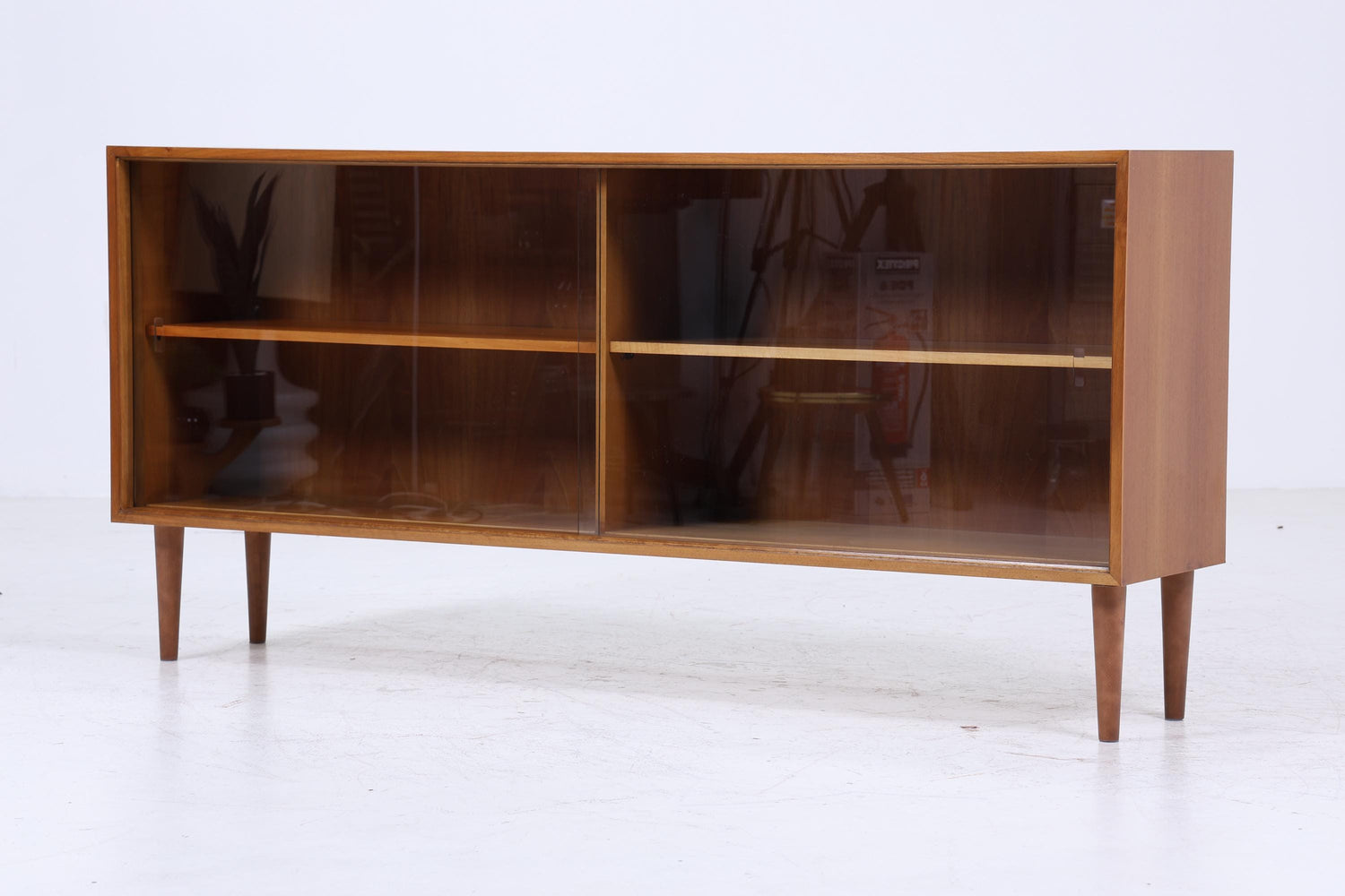 Vintage Glas Sideboard 60er Jahre |  Platon Serie by Lothar Wegner -  Mid Century Vitrine Holz Design 3/4