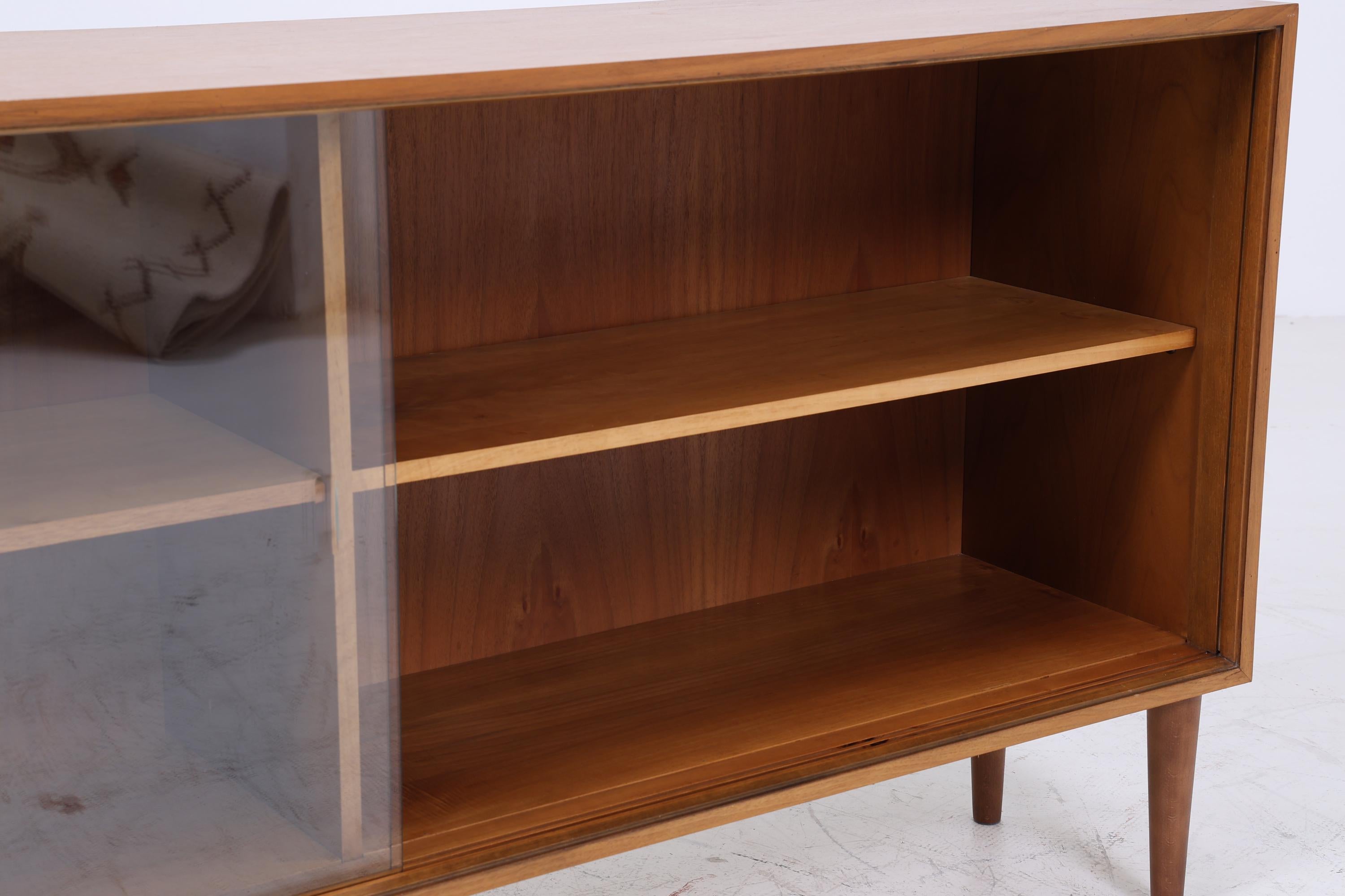 Vintage Glas Sideboard 60er Jahre |  Platon Serie by Lothar Wegner -  Mid Century Vitrine Holz Design 4/4
