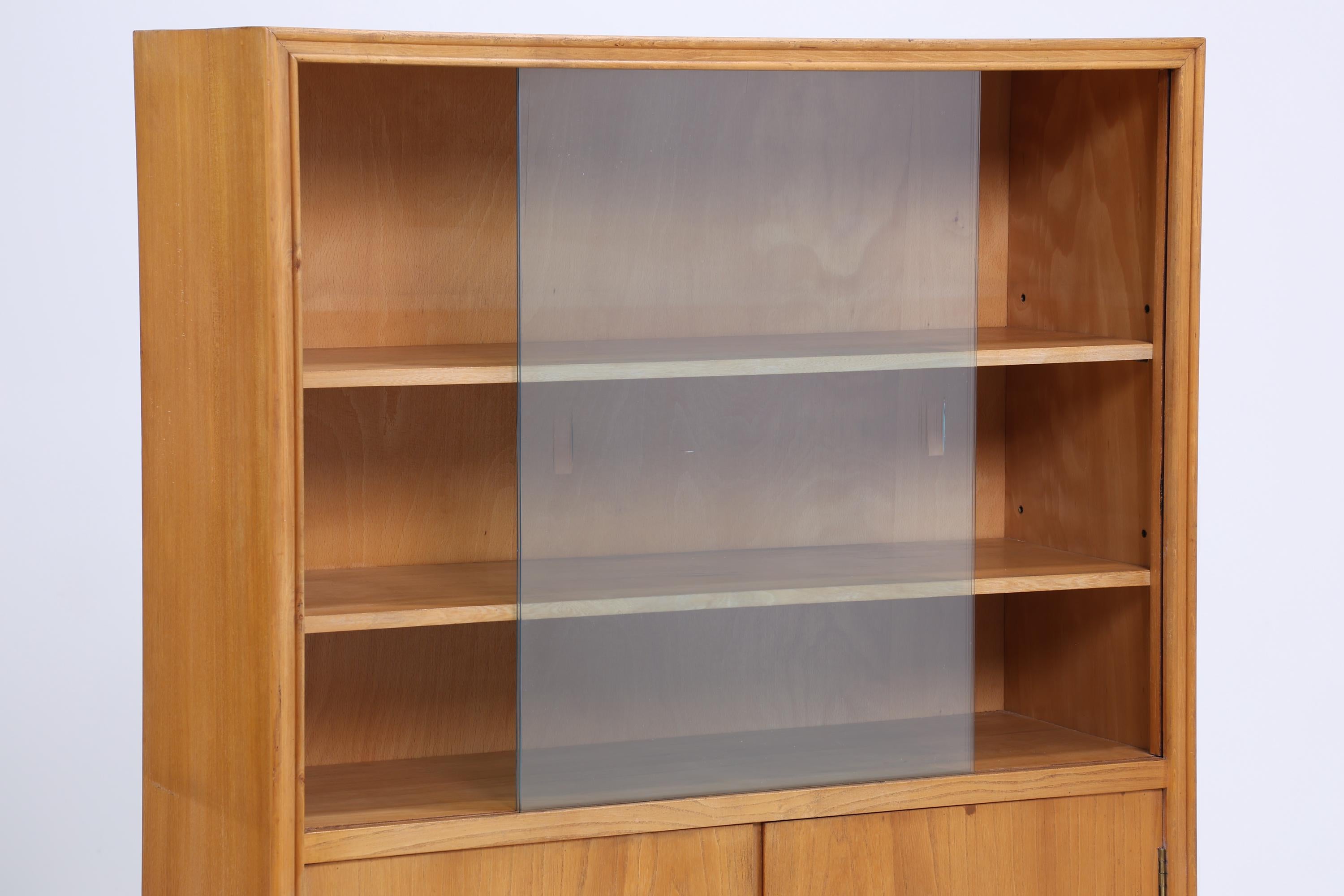 Vintage Vitrine 60er Jahre | Mid Century Glas Schrank Retro Regal Holz Aufbewahrung