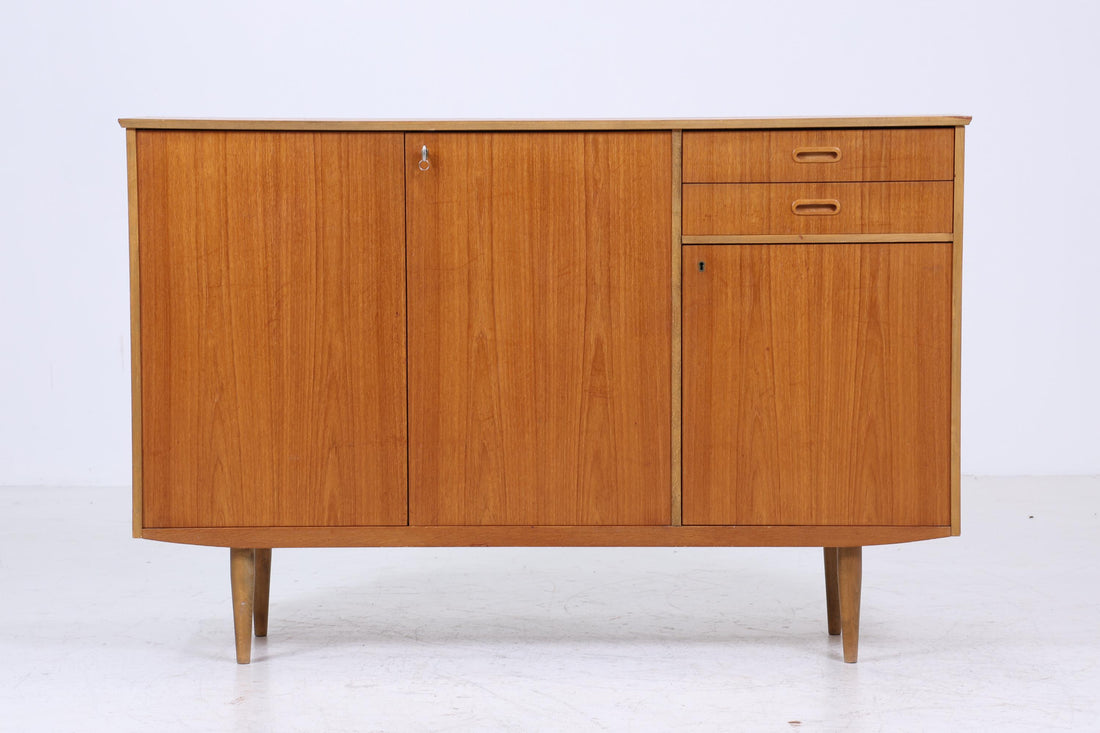 Vintage Teak Highboard 60er Jahre | Mid Century Sideboard Schubladen Schrank Holz Aufbewahrung