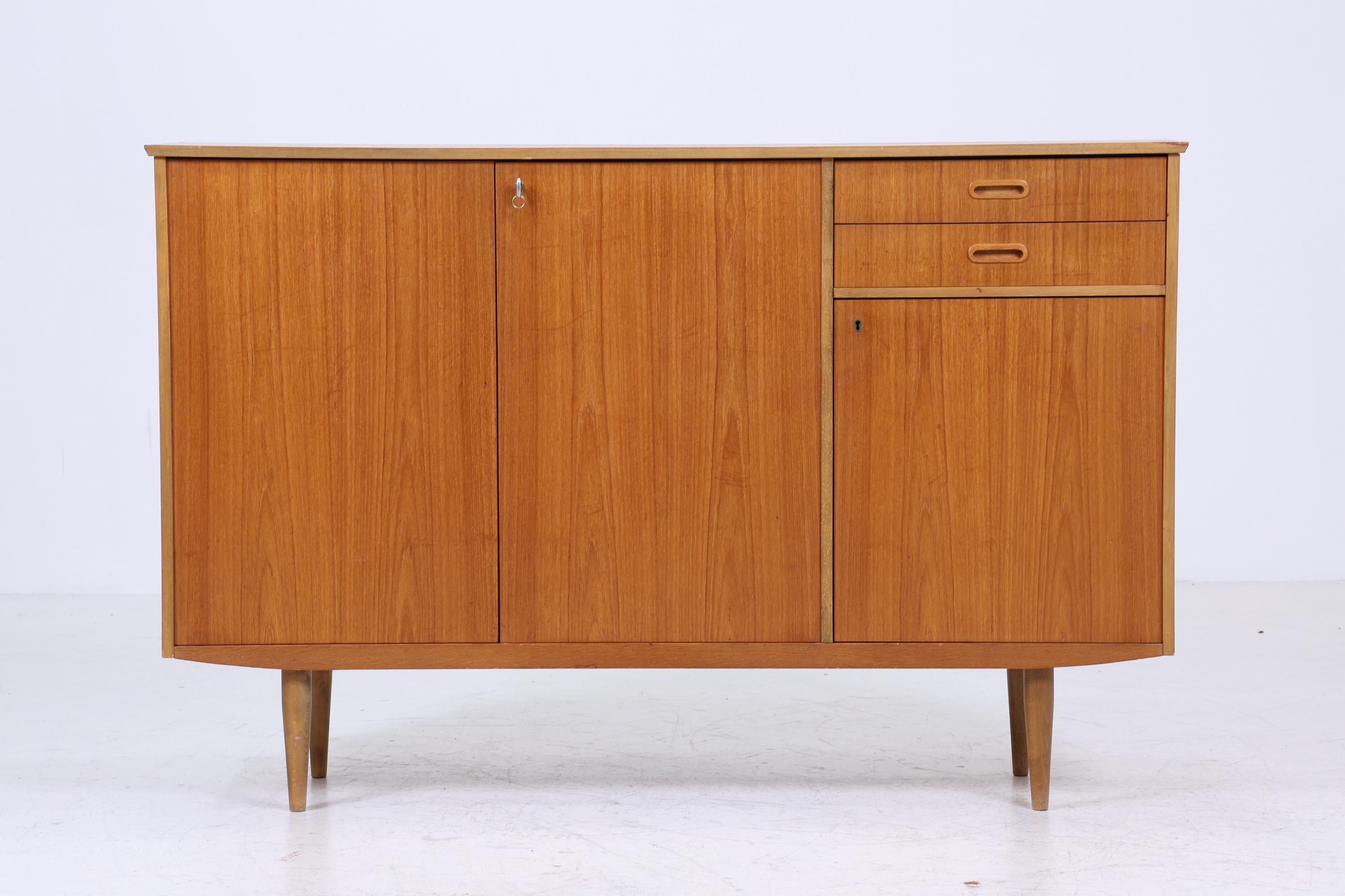 Vintage Teak Highboard 60er Jahre | Mid Century Sideboard Schubladen Schrank Holz Aufbewahrung