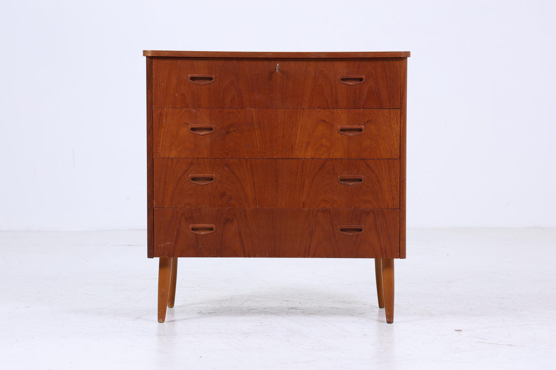 Vintage Teak Schubladen Kommode | Mid Century Schubladen Schrank | Holz Aufbewahrung 60er 70er Jahre