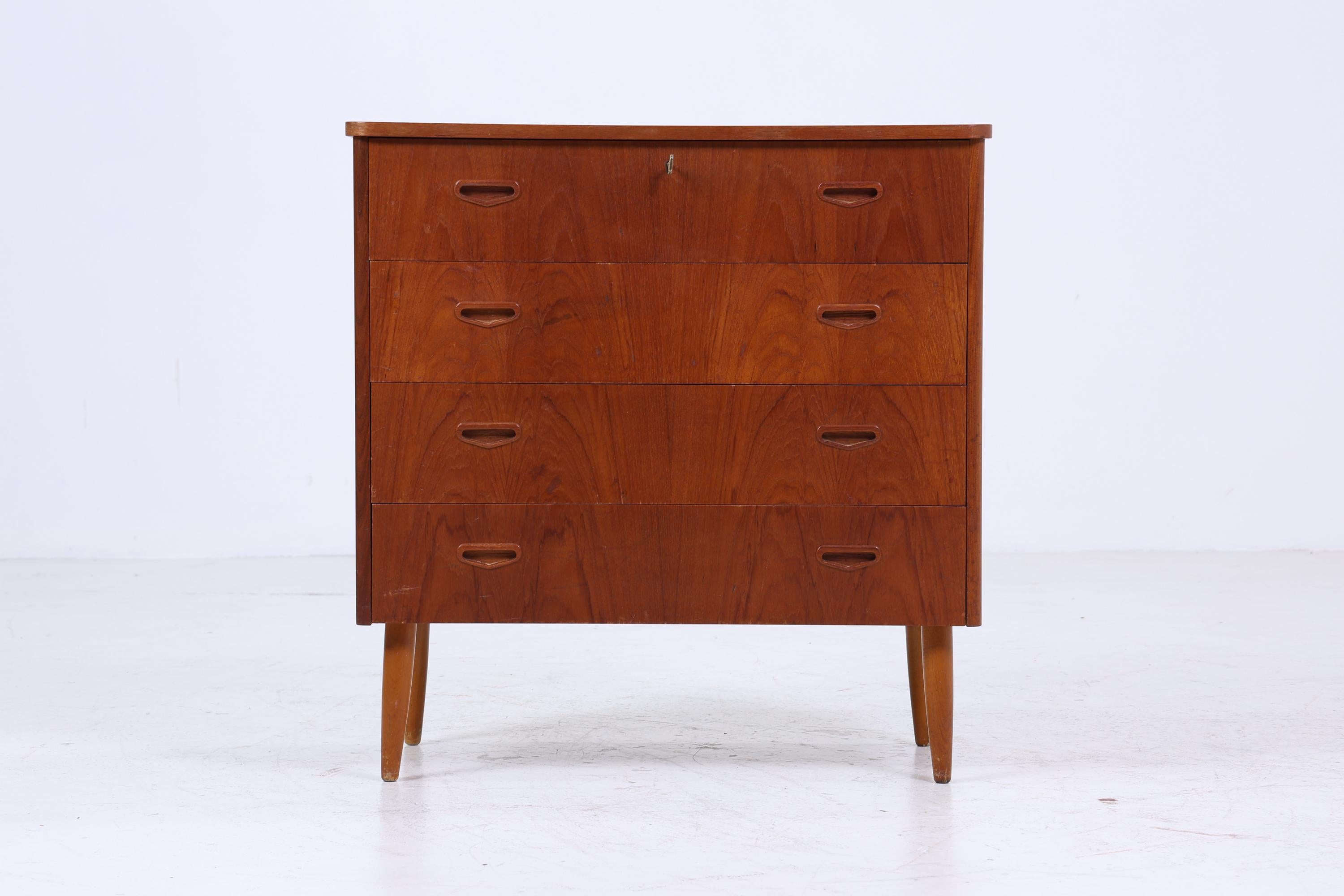 Vintage Teak Schubladen Kommode | Mid Century Schubladen Schrank | Holz Aufbewahrung 60er 70er Jahre