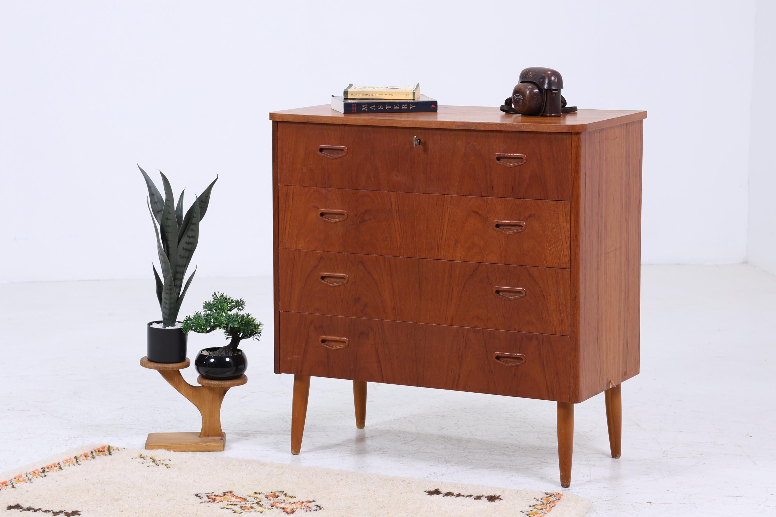 Vintage Teak Schubladen Kommode | Mid Century Schubladen Schrank | Holz Aufbewahrung 60er 70er Jahre