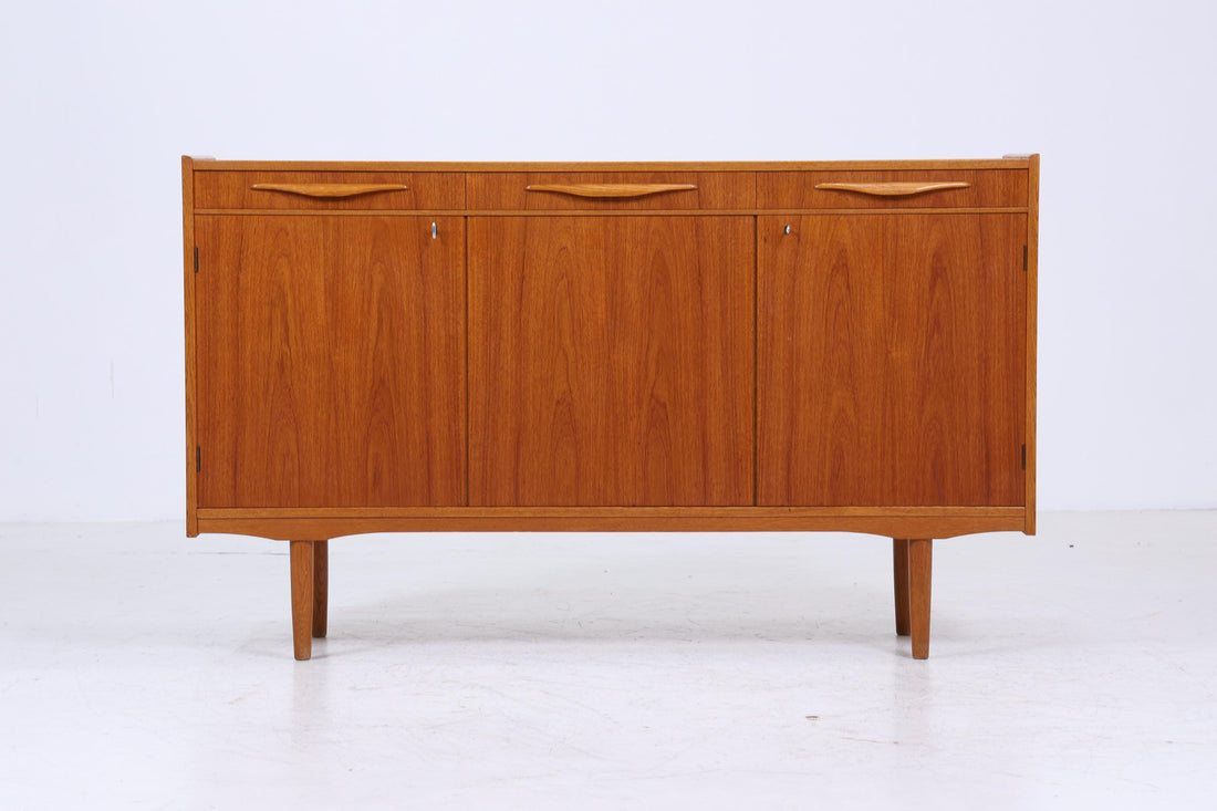 Vintage Teak Highboard 60er Jahre | Mid Century Sideboard Schubladen Schrank Holz Aufbewahrung