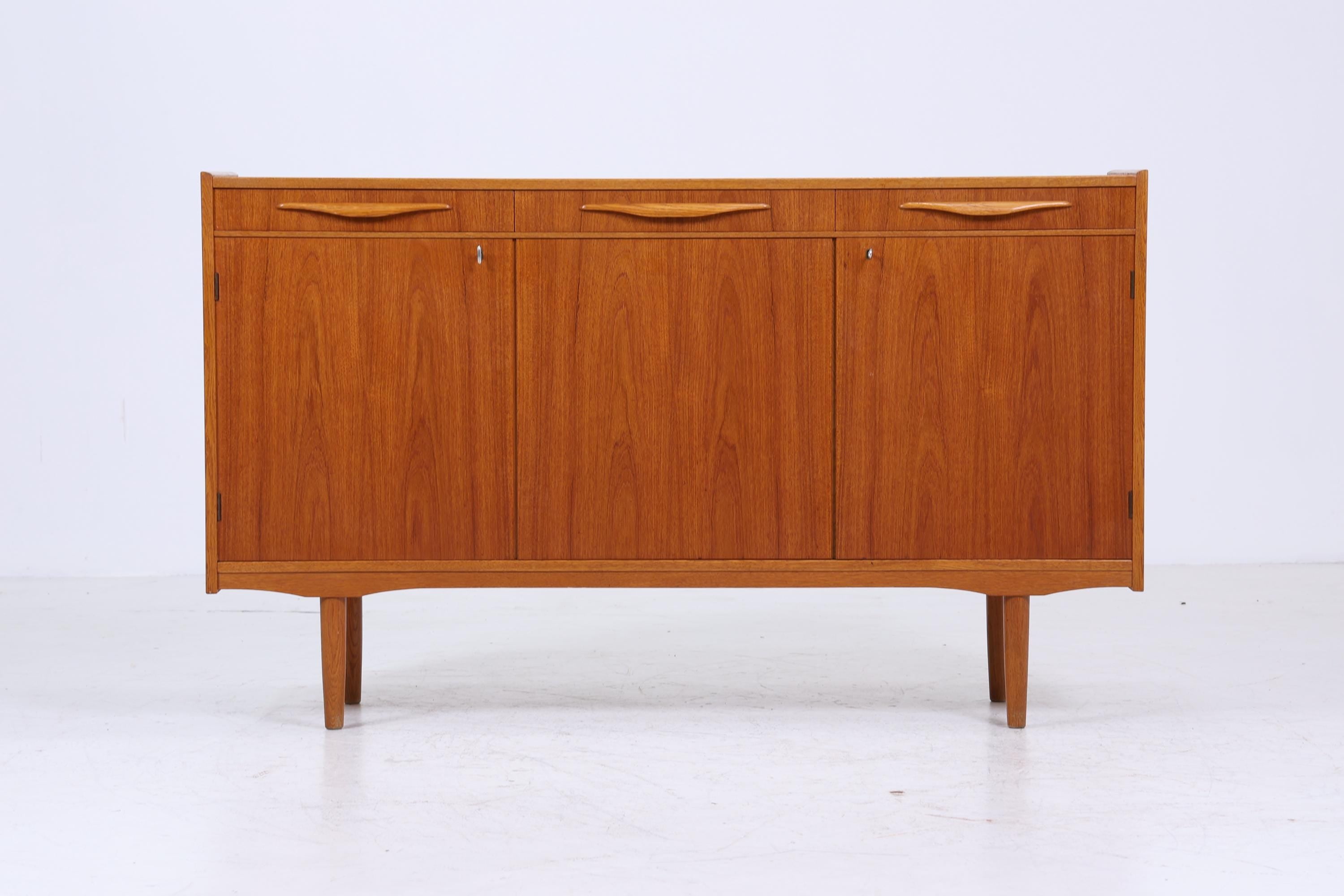 Vintage Teak Highboard 60er Jahre | Mid Century Sideboard Schubladen Schrank Holz Aufbewahrung