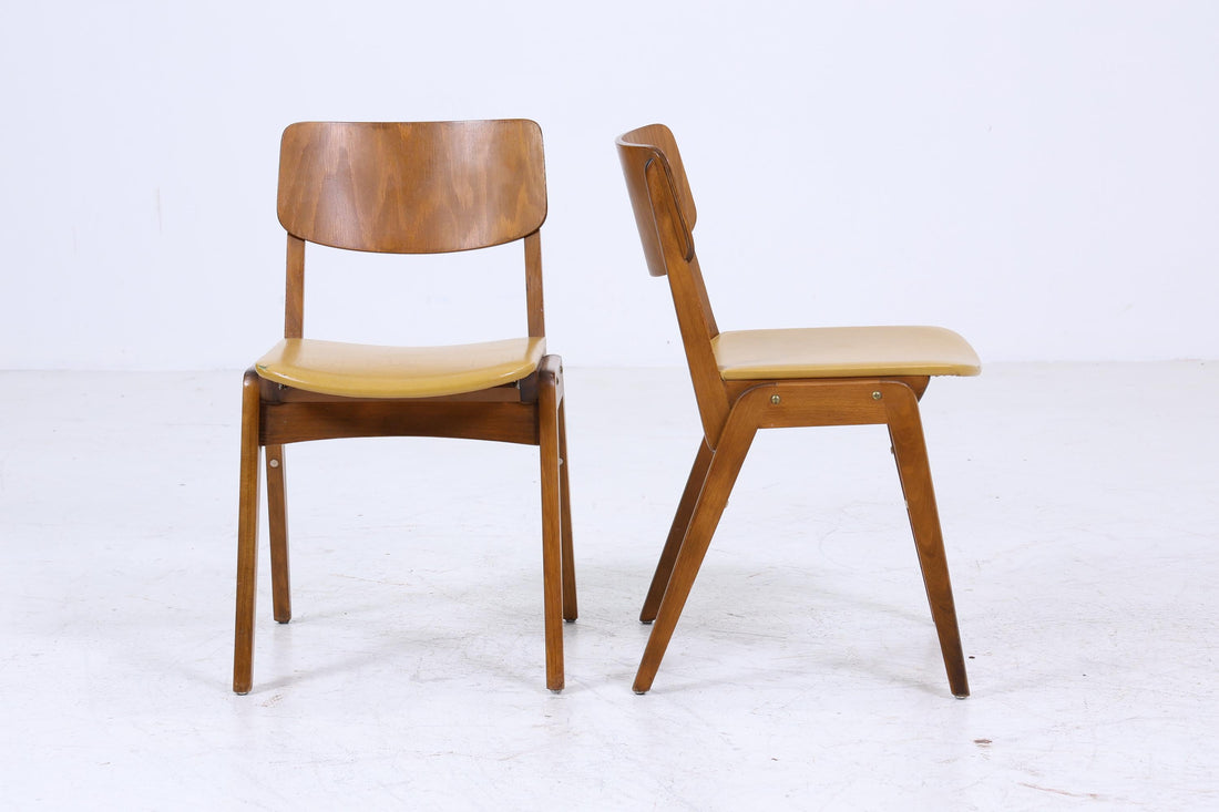 2 Vintage Holz Stühle von Casala | Mid Century Stuhl Stapelstühle Esszimmerstühle Vintage Retro 60er