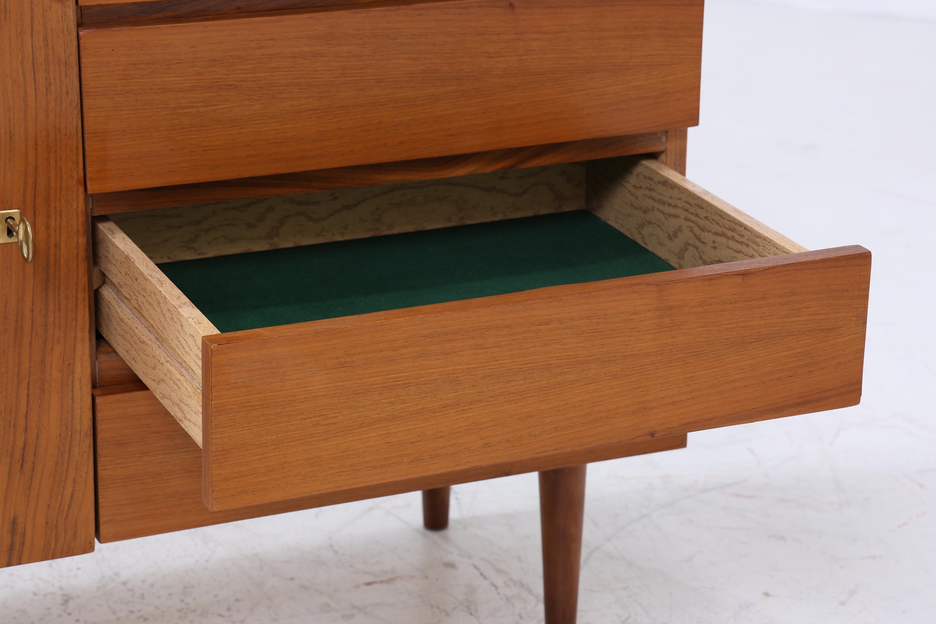 Vintage Nussbaum Schubladen Kommode 60er | Mid Century Schrank | Retro Holz Aufbewahrung