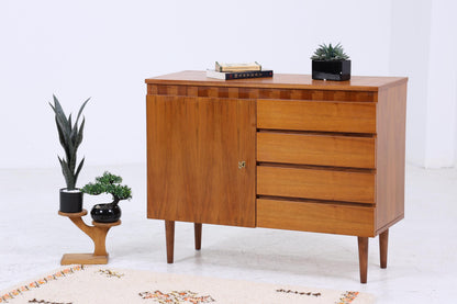 Vintage Nussbaum Schubladen Kommode 60er | Mid Century Schrank | Retro Holz Aufbewahrung