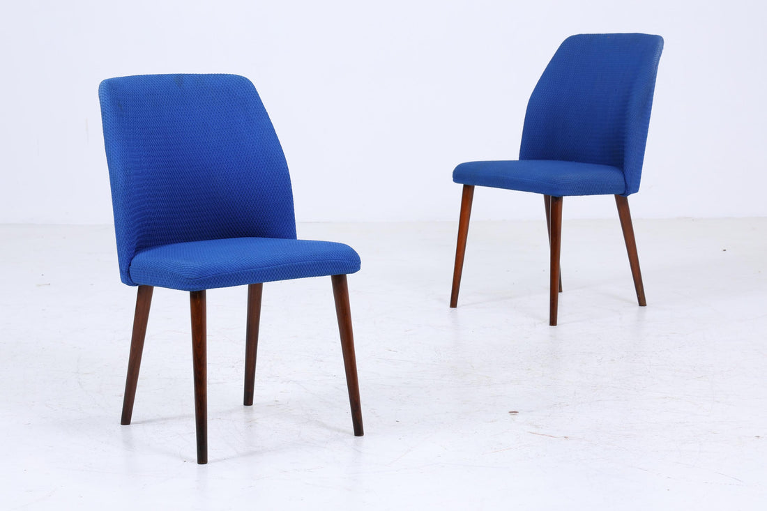 2 Vintage Esszimmerstühle aus den 60ern | Mid Century Stoff Stuhl 70er Jahre | Küchenstuhl Holz