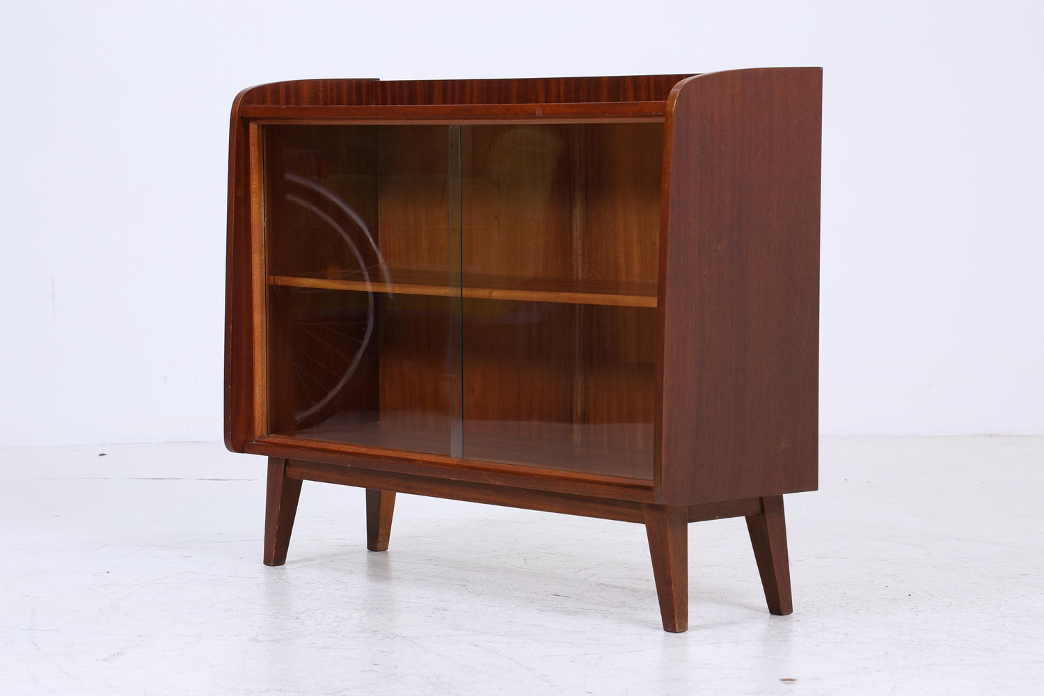 Vintage Kommode mit Glastüren 60er Jahre | Mid Century Vitrine Flur Schrank | Retro 70er Holz