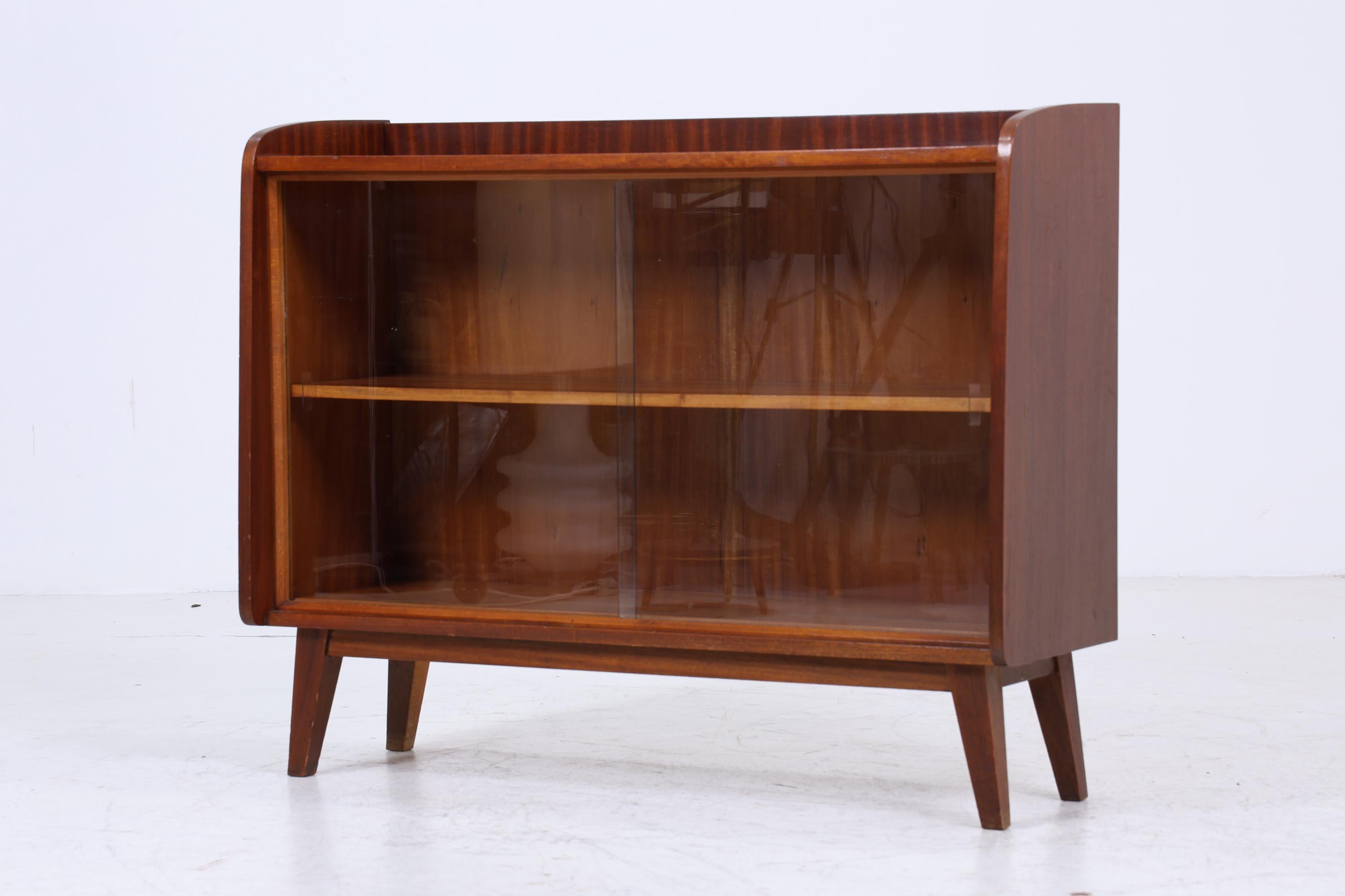 Vintage Kommode mit Glastüren 60er Jahre | Mid Century Vitrine Flur Schrank | Retro 70er Holz