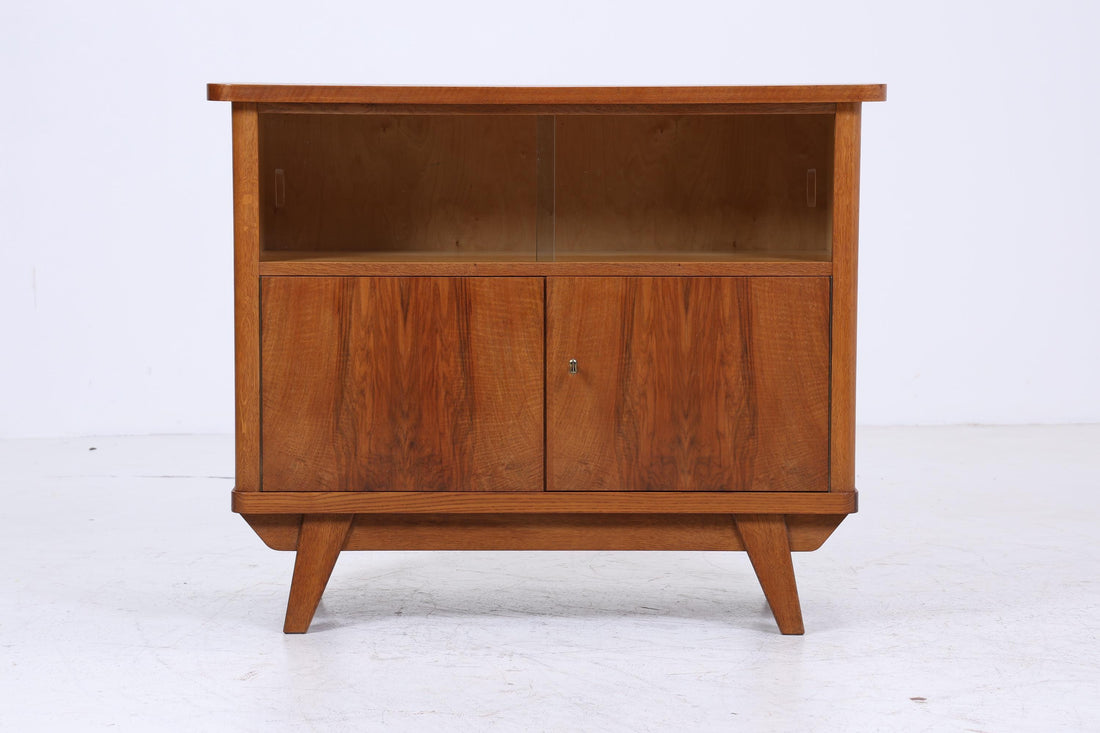 Vintage Kommode mit Glastüren 60er Jahre | Mid Century Vitrine Flur Schrank | Retro 70er Holz