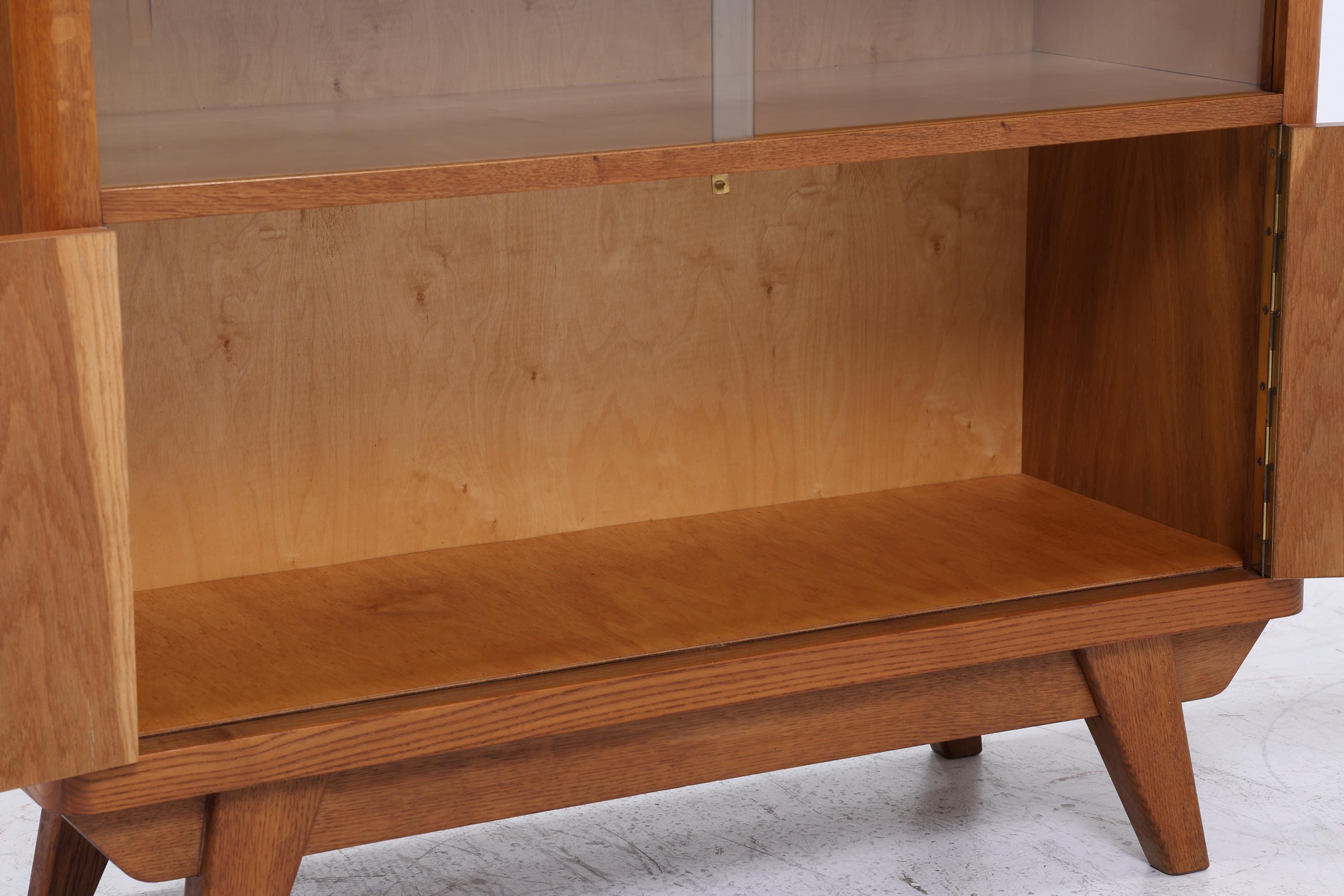 Vintage Kommode mit Glastüren 60er Jahre | Mid Century Vitrine Flur Schrank | Retro 70er Holz
