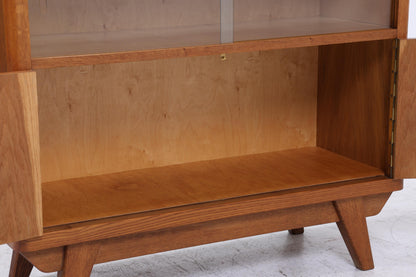 Vintage Kommode mit Glastüren 60er Jahre | Mid Century Vitrine Flur Schrank | Retro 70er Holz