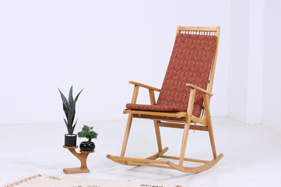 Vintage Rattan Schaukelstuhl von Deutsche Werkstätten Hellerau | Vintage Mid Century Stuhl 60er Jahre | Original Hellerau