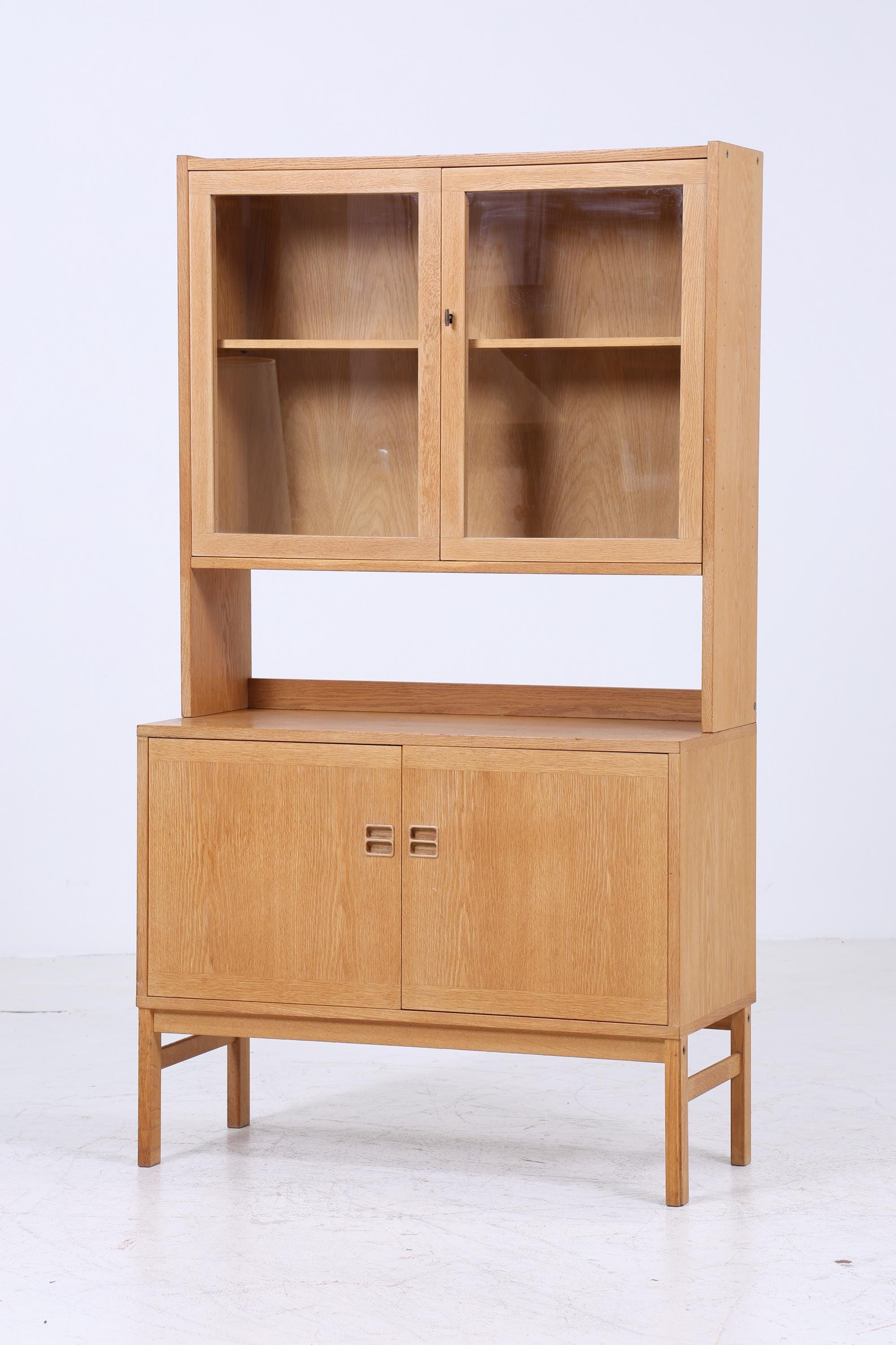 Vintage Vitrine 60er Jahre | Mid Century Glas Schrank Retro Regal Holz Aufbewahrung