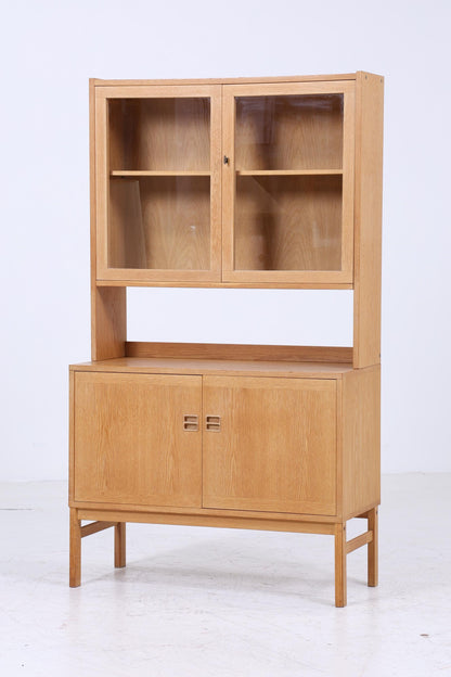 Vintage Vitrine 60er Jahre | Mid Century Glas Schrank Retro Regal Holz Aufbewahrung