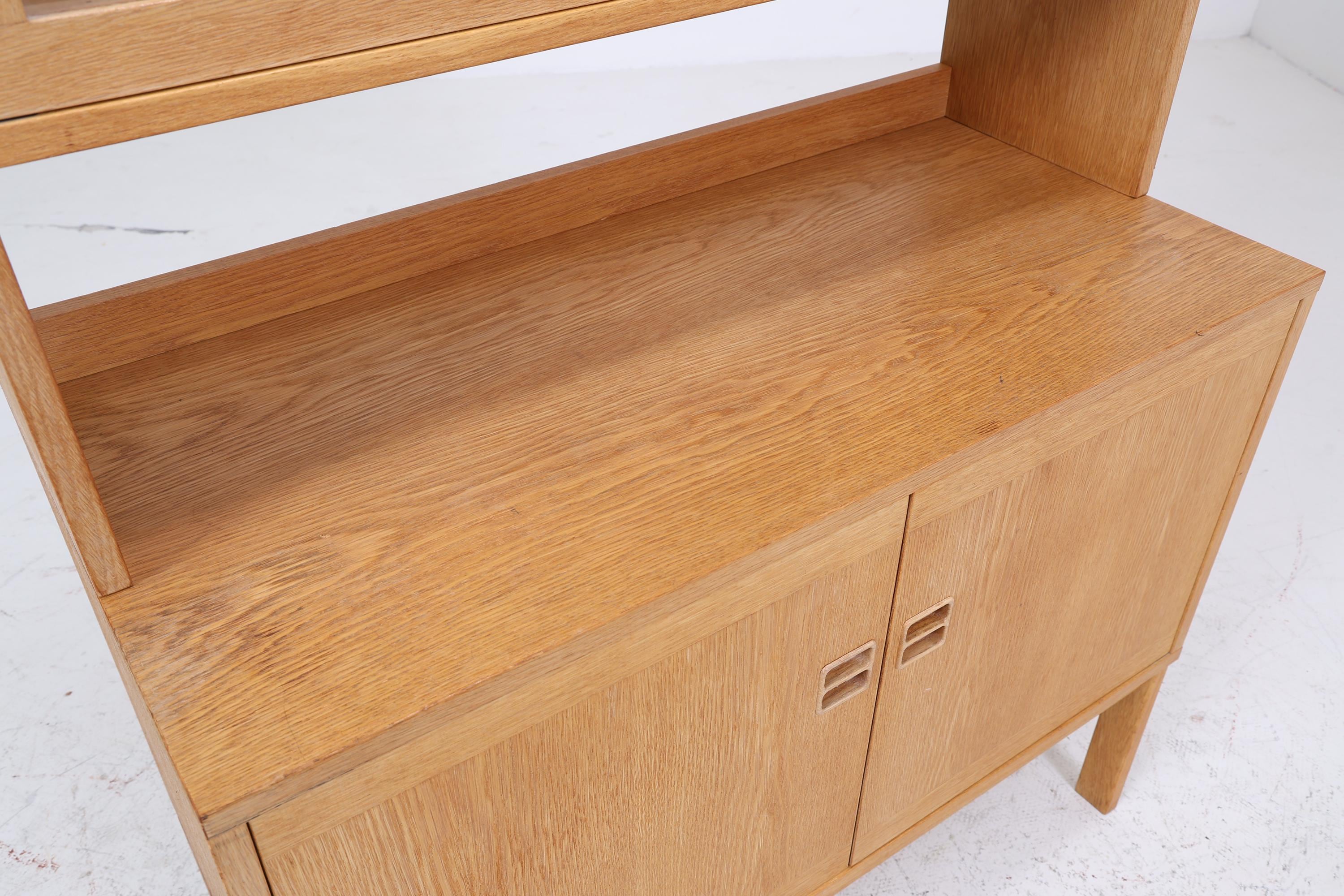 Vintage Vitrine 60er Jahre | Mid Century Glas Schrank Retro Regal Holz Aufbewahrung