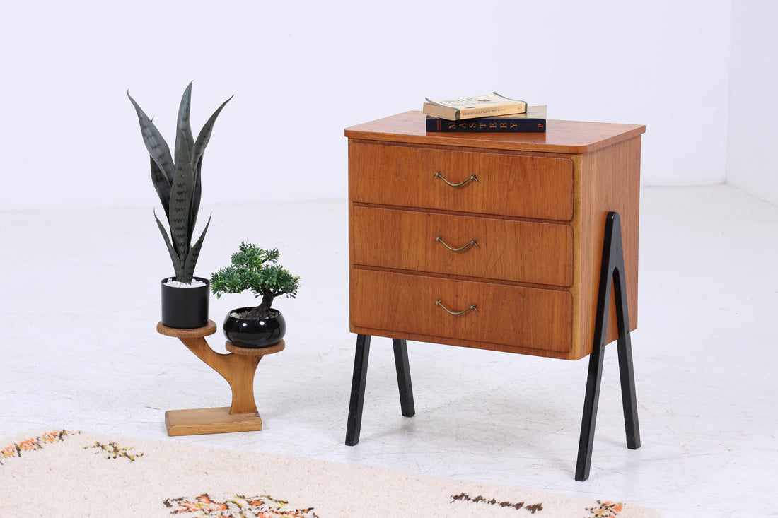 Vintage Teak Nachttisch aus den 60ern | Mid Century Nachtkommode 70er Jahre | Beistelltische aus Echtholz