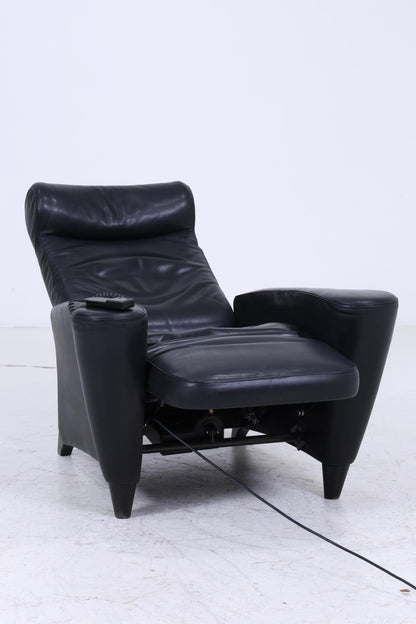 Vintage Leder Sessel mit elektrischer Verstellfunktion | Retro Chair Sessel Schwarz