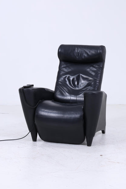 Vintage Leder Sessel mit elektrischer Verstellfunktion | Retro Chair Sessel Schwarz