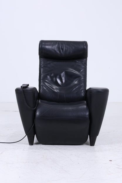 Vintage Leder Sessel mit elektrischer Verstellfunktion | Retro Chair Sessel Schwarz