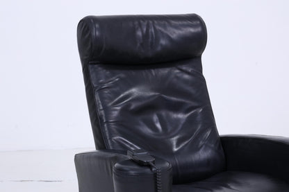 Vintage Leder Sessel mit elektrischer Verstellfunktion | Retro Chair Sessel Schwarz