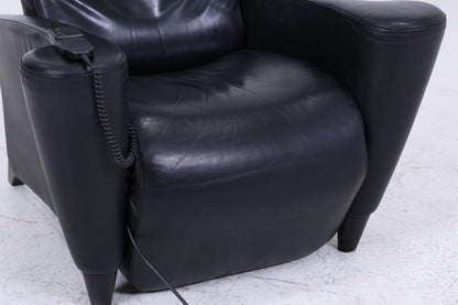Vintage Leder Sessel mit elektrischer Verstellfunktion | Retro Chair Sessel Schwarz