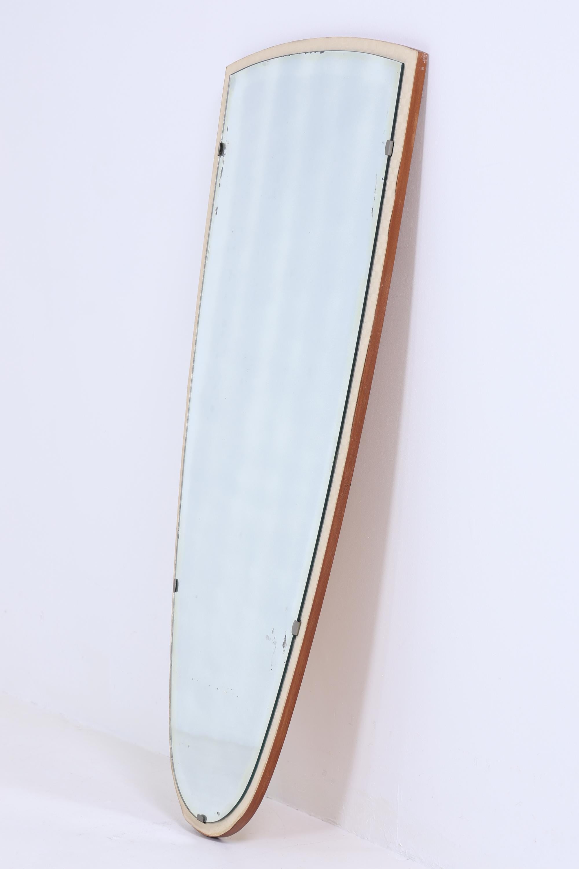 Vintage Spiegel 60er Jahre | Mid Century Hänge Spiegel Mirror Holz Retro Schräg Vintage