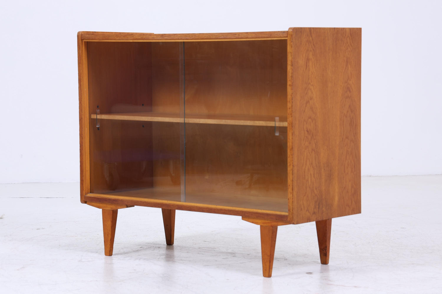 Vintage Kommode mit Glastüren 60er Jahre | Mid Century Vitrine Flur Schrank | Retro 70er Holz