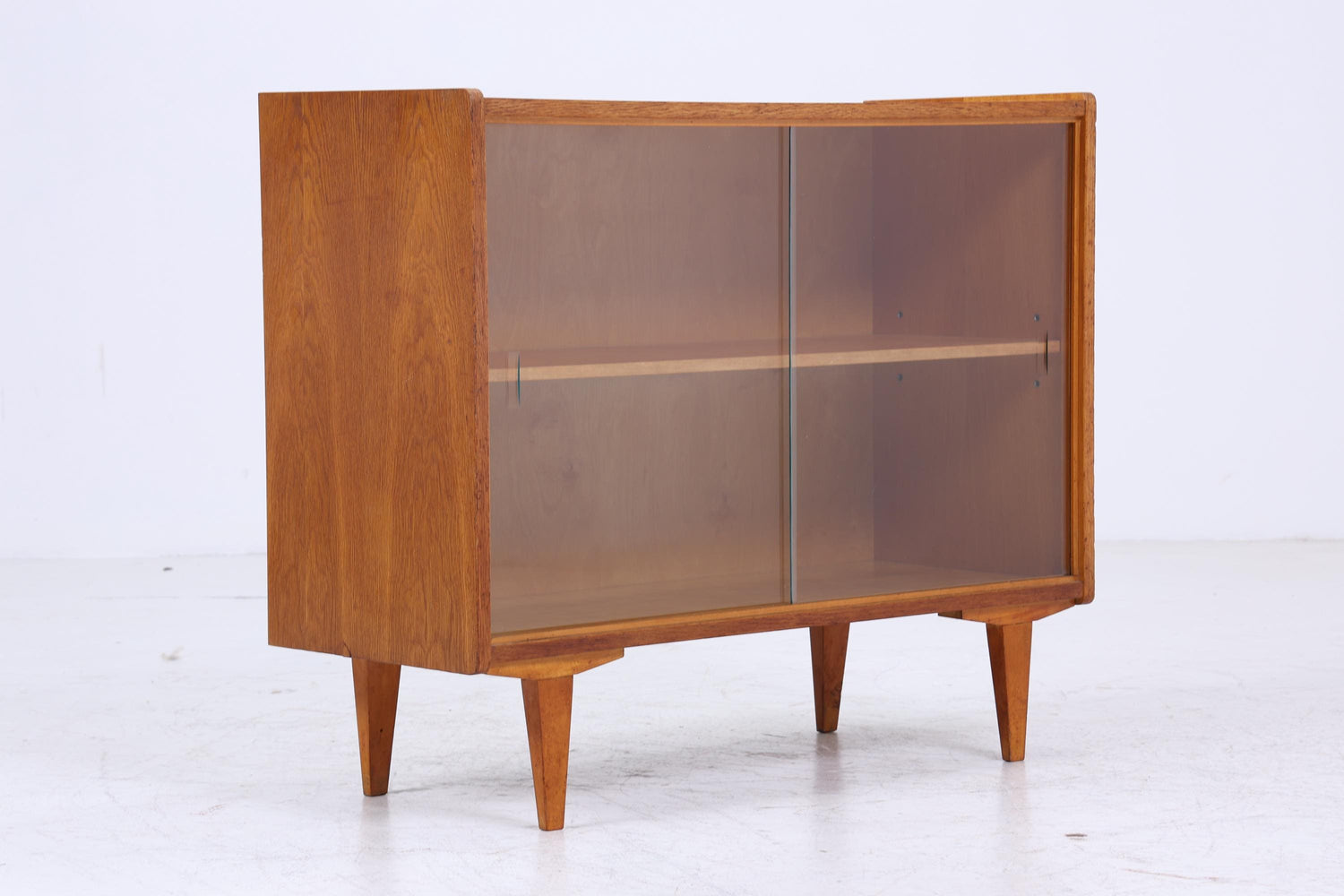 Vintage Kommode mit Glastüren 60er Jahre | Mid Century Vitrine Flur Schrank | Retro 70er Holz