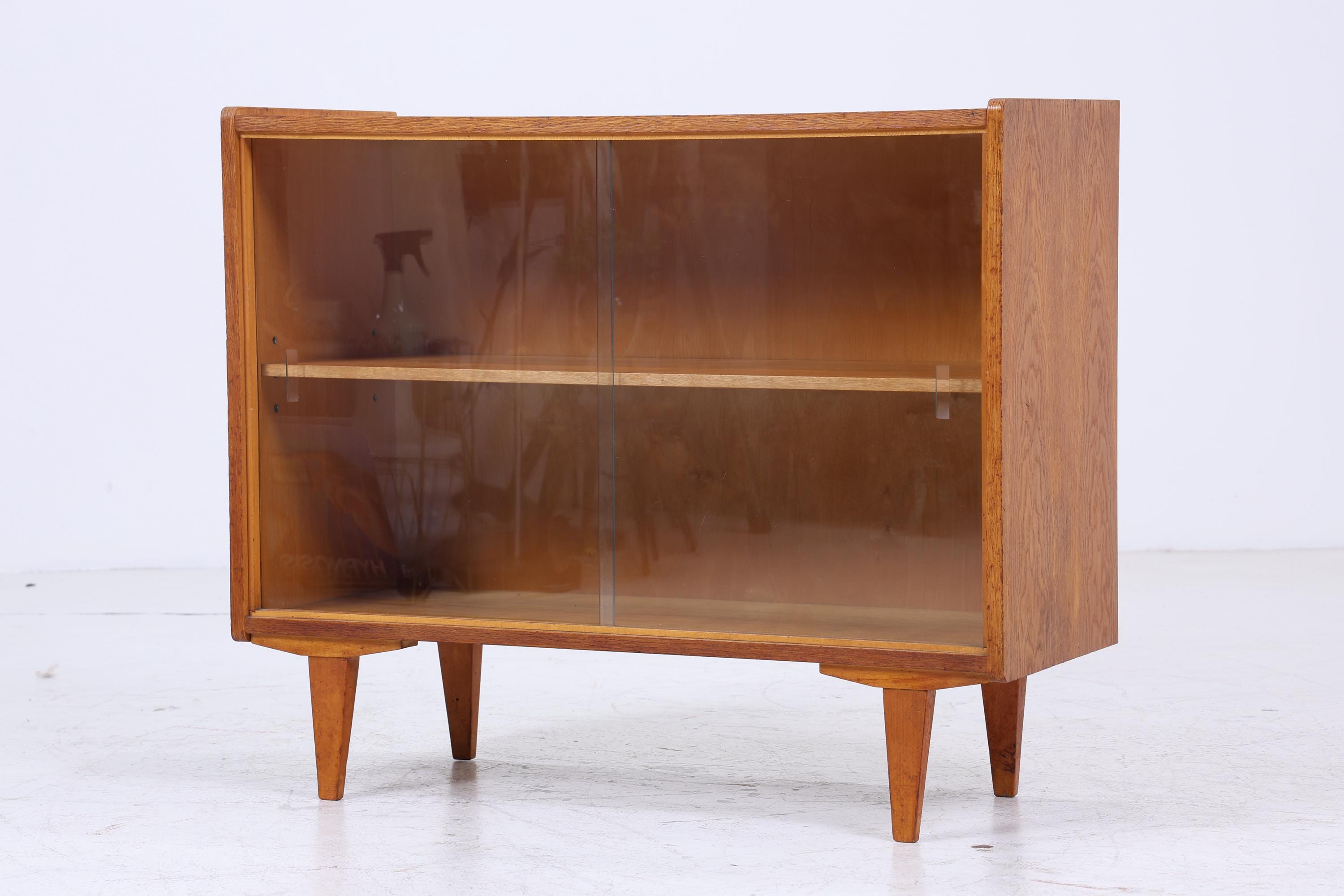 Vintage Kommode mit Glastüren 60er Jahre | Mid Century Vitrine Flur Schrank | Retro 70er Holz
