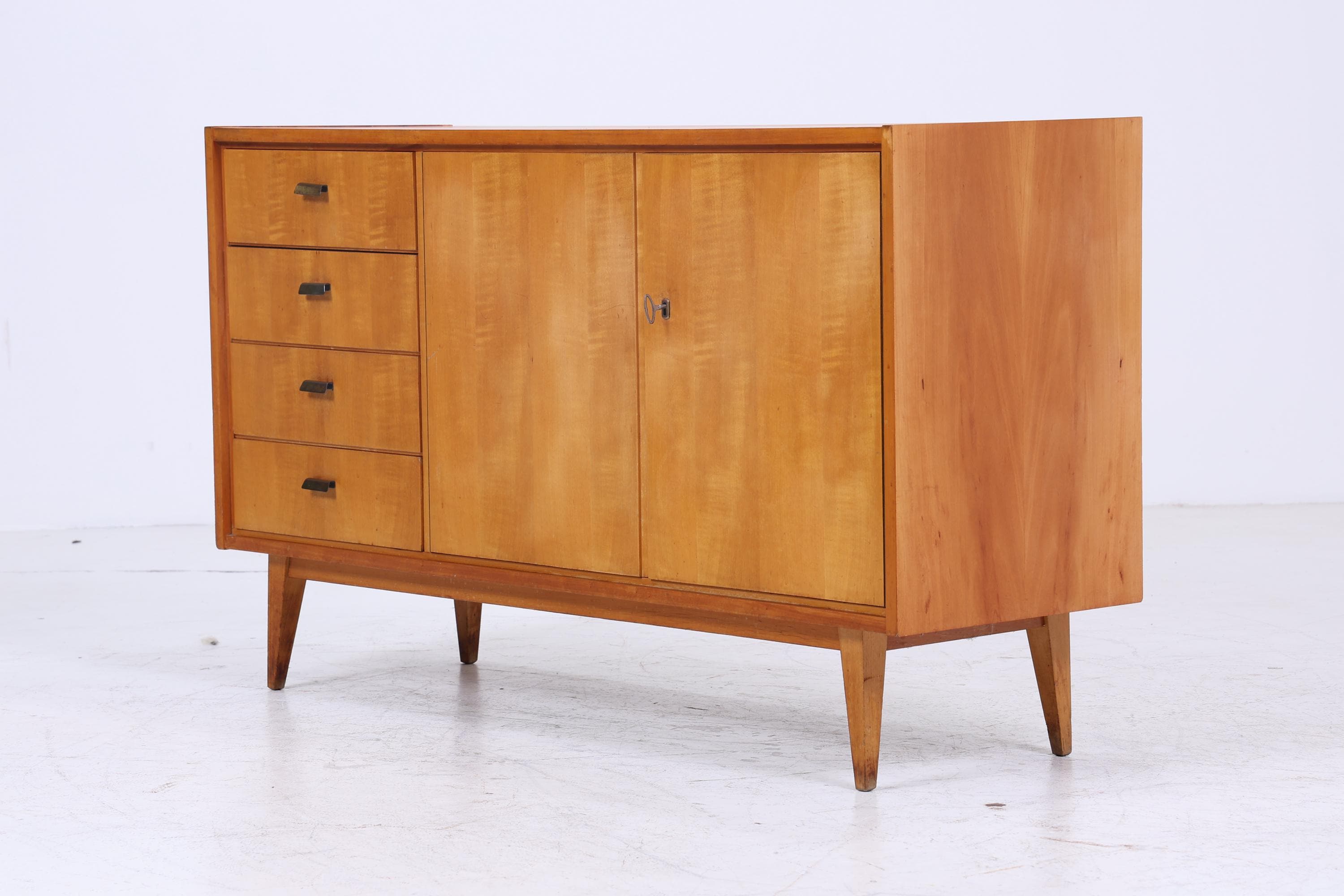 Vintage Sideboard 60er Jahre | Mid Century TV Board mit Fächern &amp; Schubladen Retro Holz Aufbewahrung