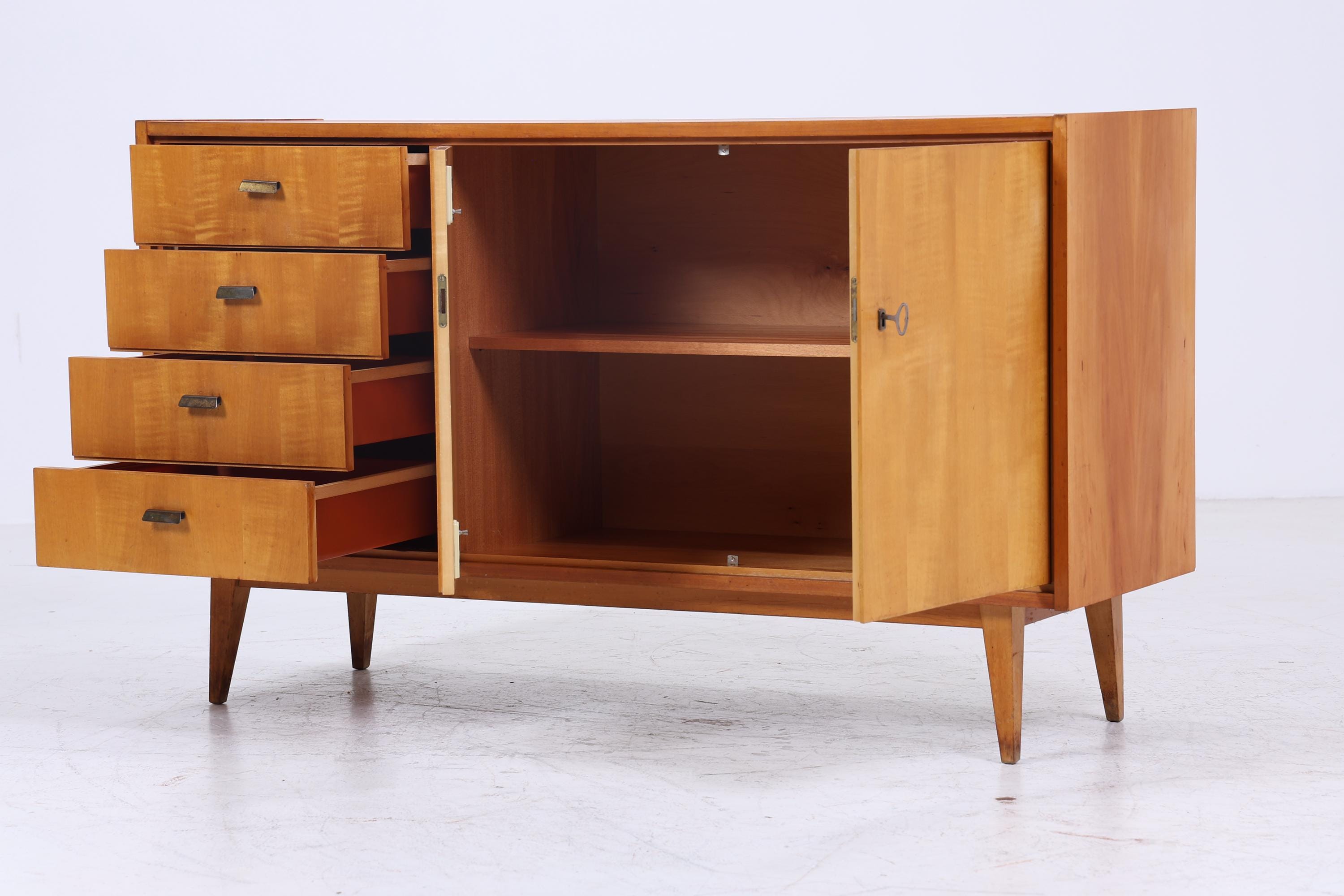 Vintage Sideboard 60er Jahre | Mid Century TV Board mit Fächern &amp; Schubladen Retro Holz Aufbewahrung