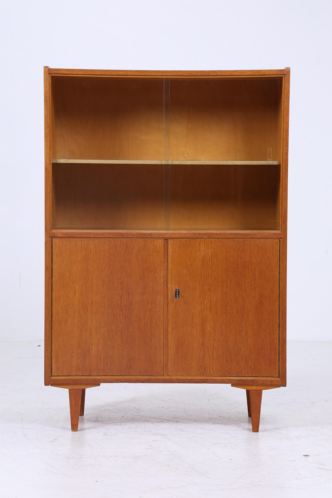 Vintage Vitrine 60er Jahre | Mid Century Schrank Retro Holz Aufbewahrung