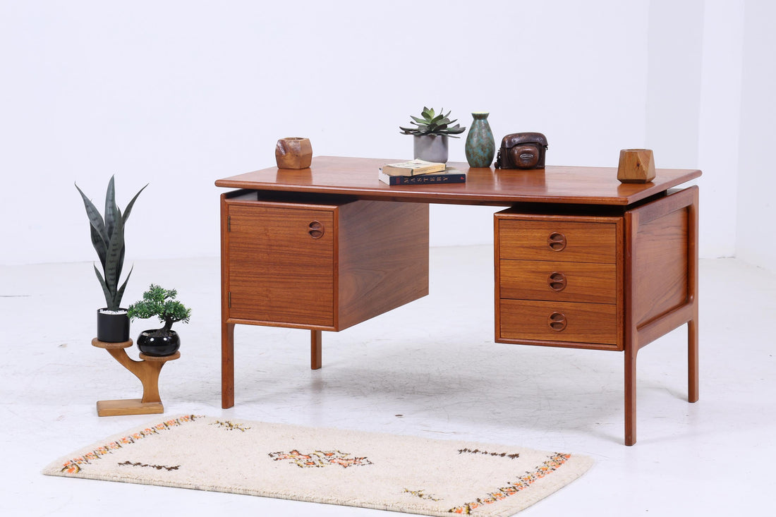 Vintage Teak Schreibtisch von Arne Vodder für GV Møbler | Mid Century Schubladen Arbeitstisch Frei Tisch Retro Holz Design
